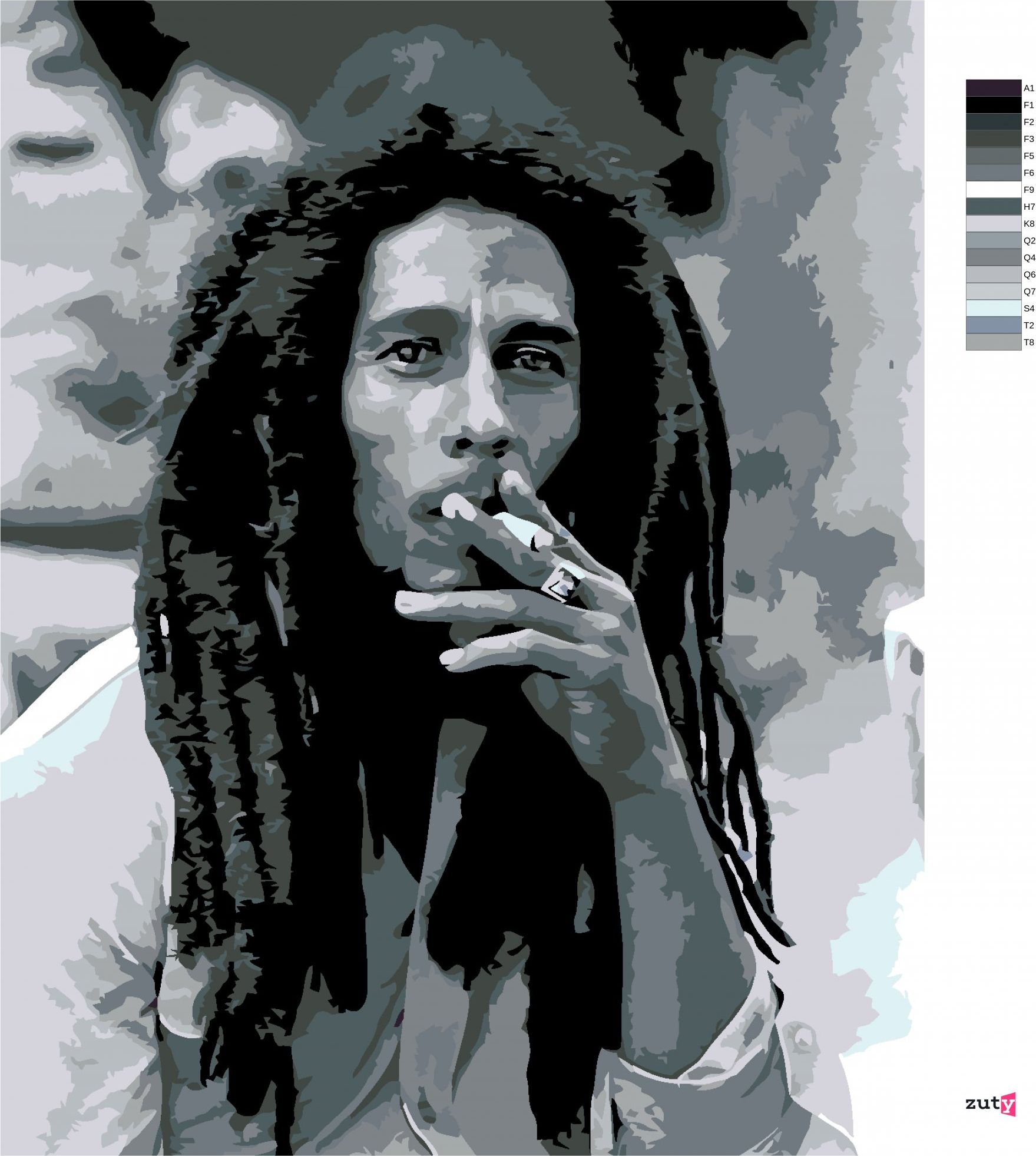zuty Malování podle čísel - KOUŘÍCÍ BOB MARLEY - Rozměr: 40x50 cm, Rámování: Varianta: vypnuté plátno na rám - obrázek 7