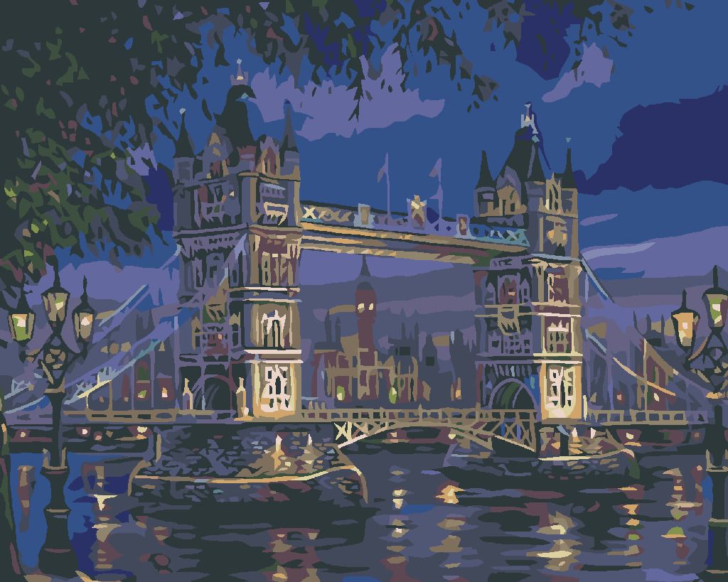 zuty Malování podle čísel - TOWER BRIDGE V NOCI - Rozměr: 40x50 cm, Rámování: Varianta: vypnuté plátno na rám - obrázek 6