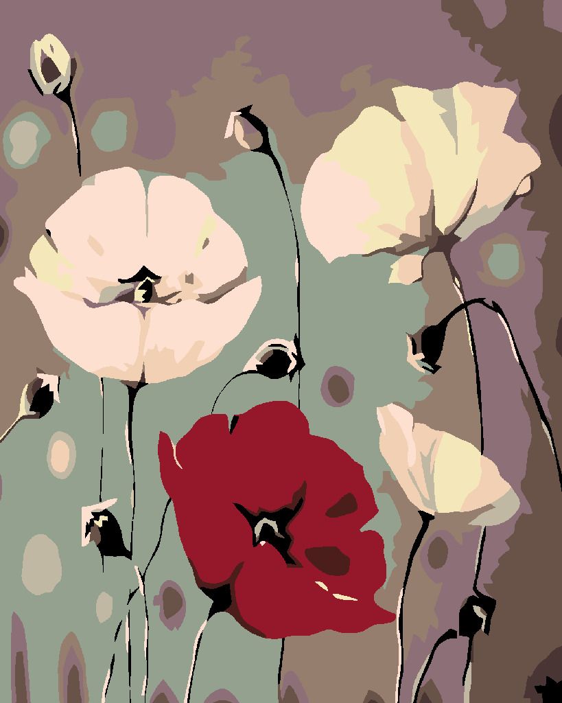 zuty Malování podle čísel - BÍLÉ VLČÍ MÁKY S JEDNÍM ČERVENÝM - Rozměr: 40x50 cm, Rámování: Varianta: bez rámu a bez vypnutí plátna - obrázek 6