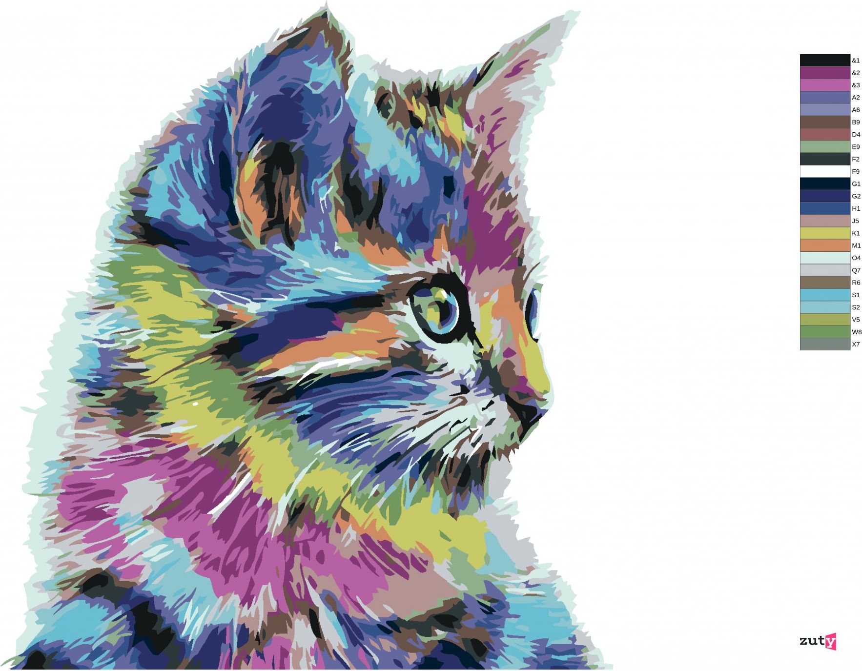 zuty Malování podle čísel - KOČIČKA - Rozměr: 40x50 cm, Rámování: Varianta: bez rámu a bez vypnutí plátna - obrázek 3