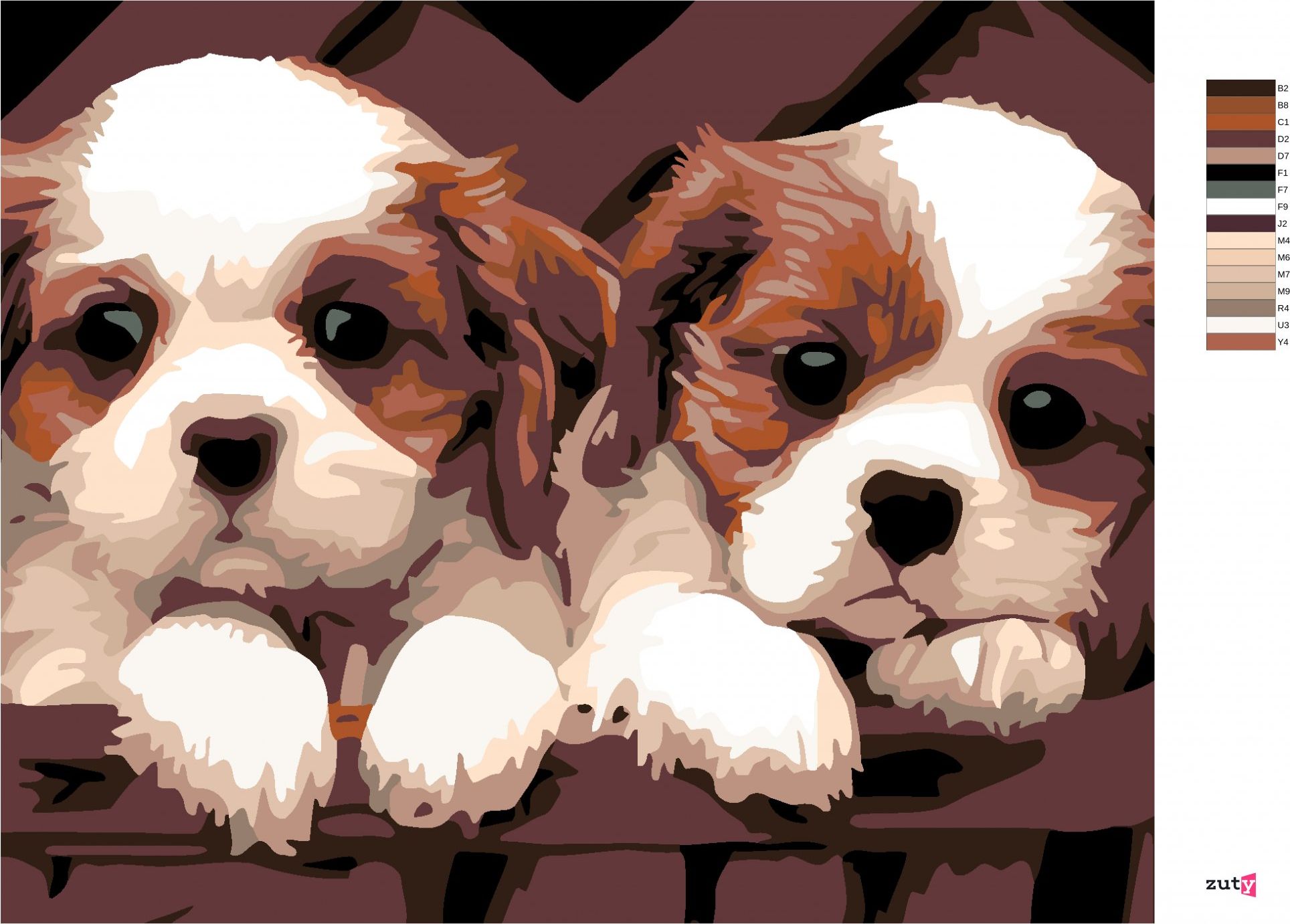 zuty Malování podle čísel - BÍLOHNĚDÁ ŠTĚŇÁTKA - Rozměr: 40x50 cm, Rámování: Varianta: vypnuté plátno na rám - obrázek 4