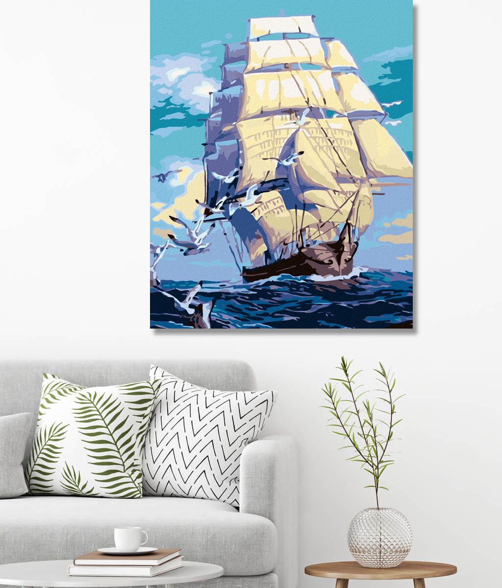 zuty Malování podle čísel - KORÁB A RACCI NA MOŘI - Rozměr: 40x50 cm, Rámování: Varianta: vypnuté plátno na rám - obrázek 8