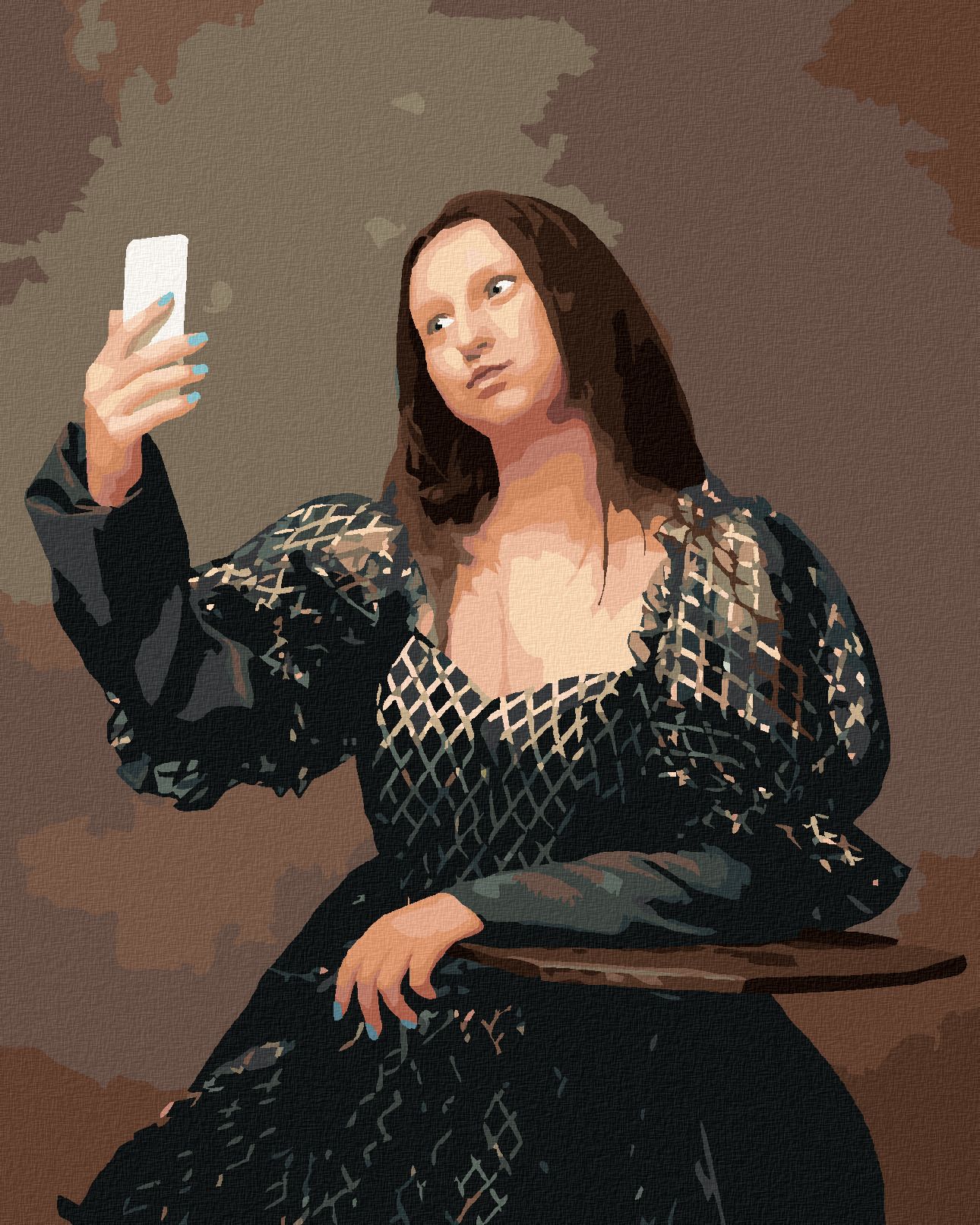 zuty Malování podle čísel - MONA LISA SELFIE - Rozměr: 40x50 cm, Rámování: Varianta: vypnuté plátno na rám - obrázek 1