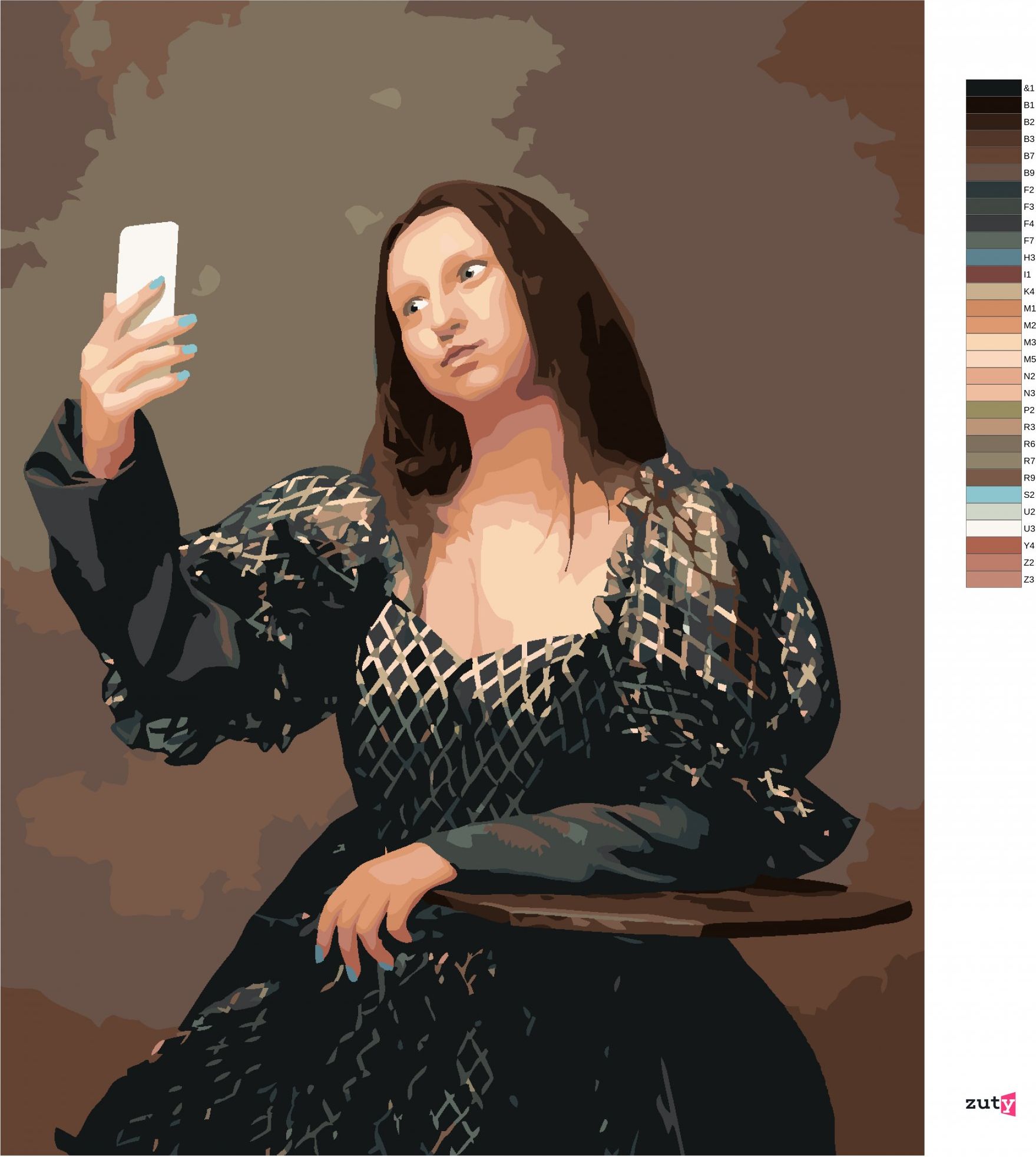 zuty Malování podle čísel - MONA LISA SELFIE - Rozměr: 40x50 cm, Rámování: Varianta: vypnuté plátno na rám - obrázek 9