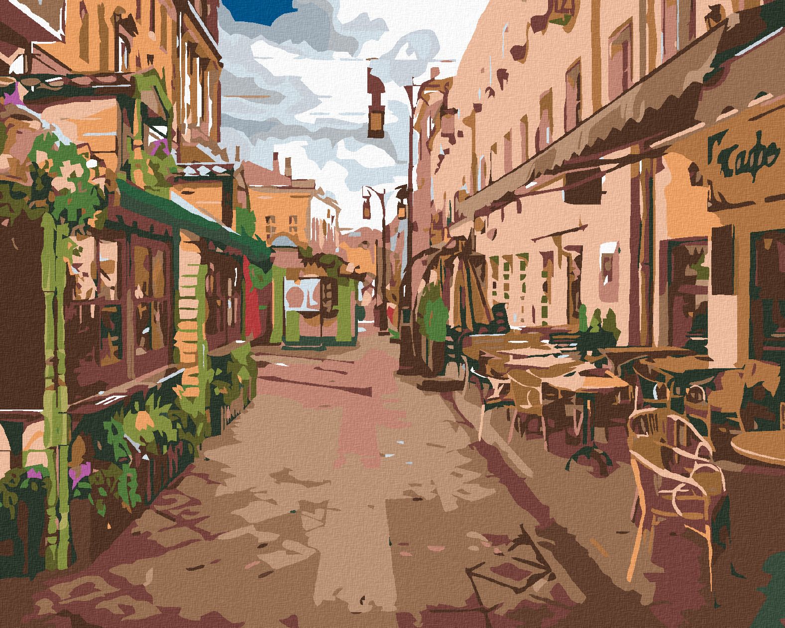 zuty Malování podle čísel - PRÁZDNÉ MĚSTEČKO - Rozměr: 40x50 cm, Rámování: Varianta: vypnuté plátno na rám - obrázek 1