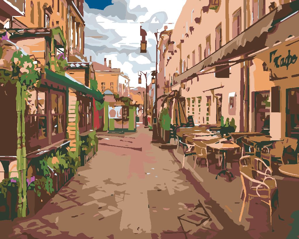 zuty Malování podle čísel - PRÁZDNÉ MĚSTEČKO - Rozměr: 40x50 cm, Rámování: Varianta: vypnuté plátno na rám - obrázek 8
