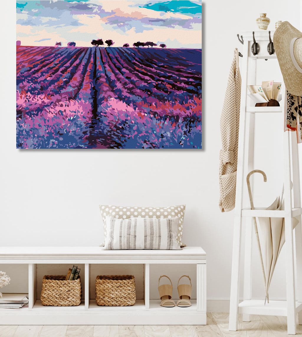 zuty Malování podle čísel - LEVANDULOVÉ POLE A STROMY V DÁLI - Rozměr: 40x50 cm, Rámování: Varianta: bez rámu a bez vypnutí plátna - obrázek 10