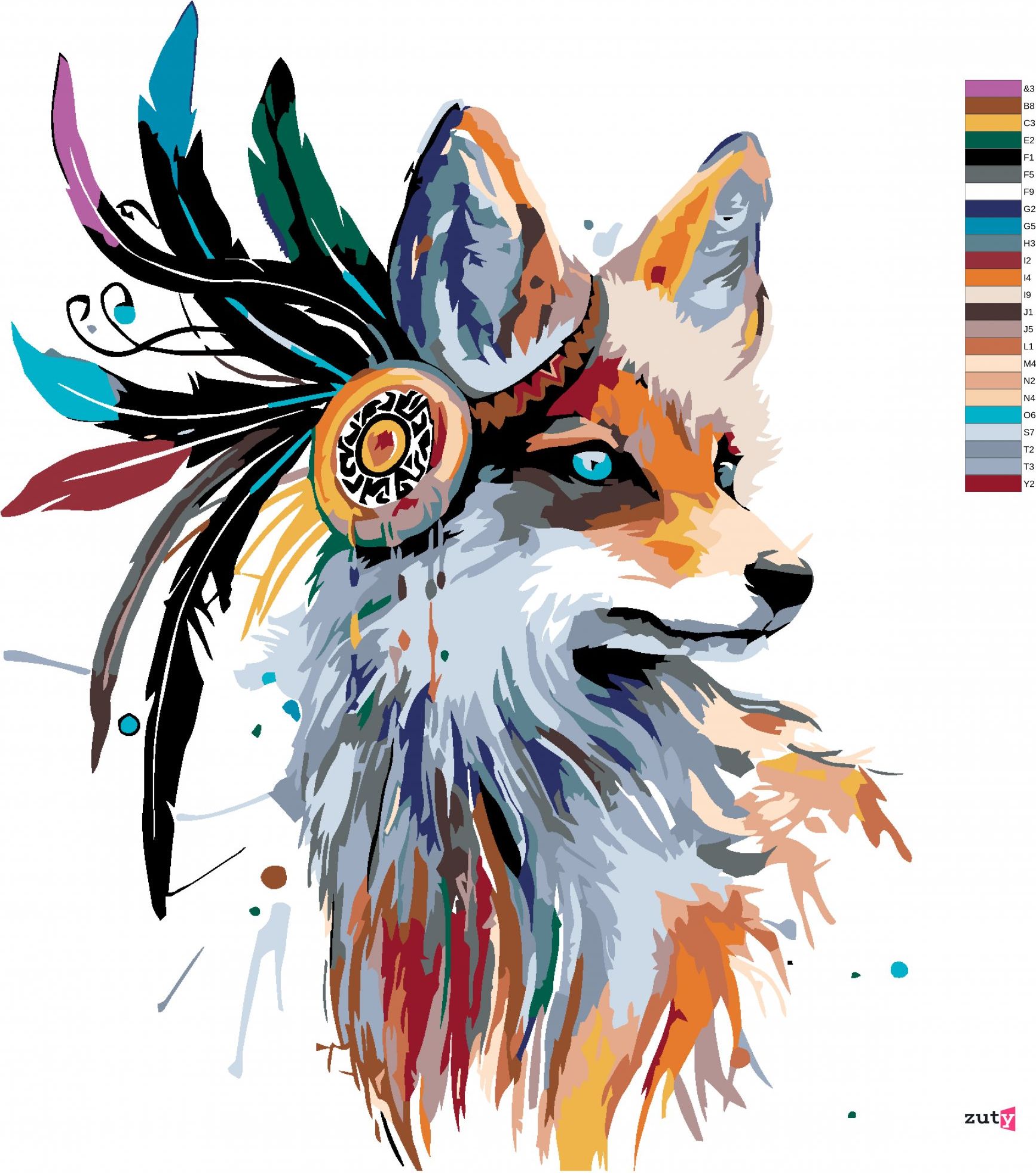 zuty Malování podle čísel - INDIÁNSKÁ LIŠKA - Rozměr: 40x50 cm, Rámování: Varianta: vypnuté plátno na rám - obrázek 5