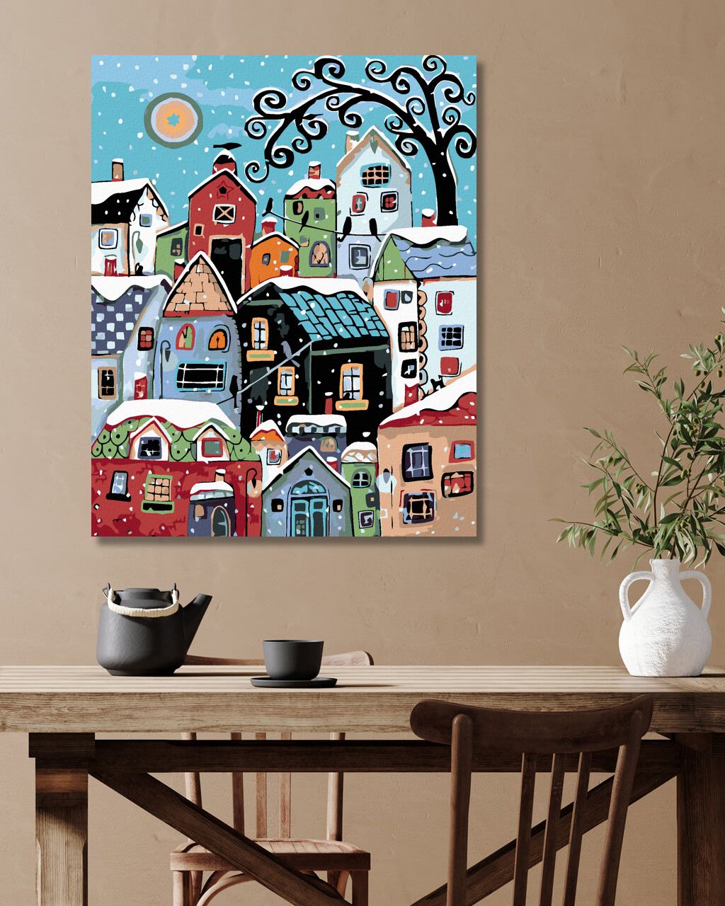 zuty Malování podle čísel - BAREVNÉ DOMKY V ZIMĚ - Rozměr: 40x50 cm, Rámování: Varianta: bez rámu a bez vypnutí plátna - obrázek 10