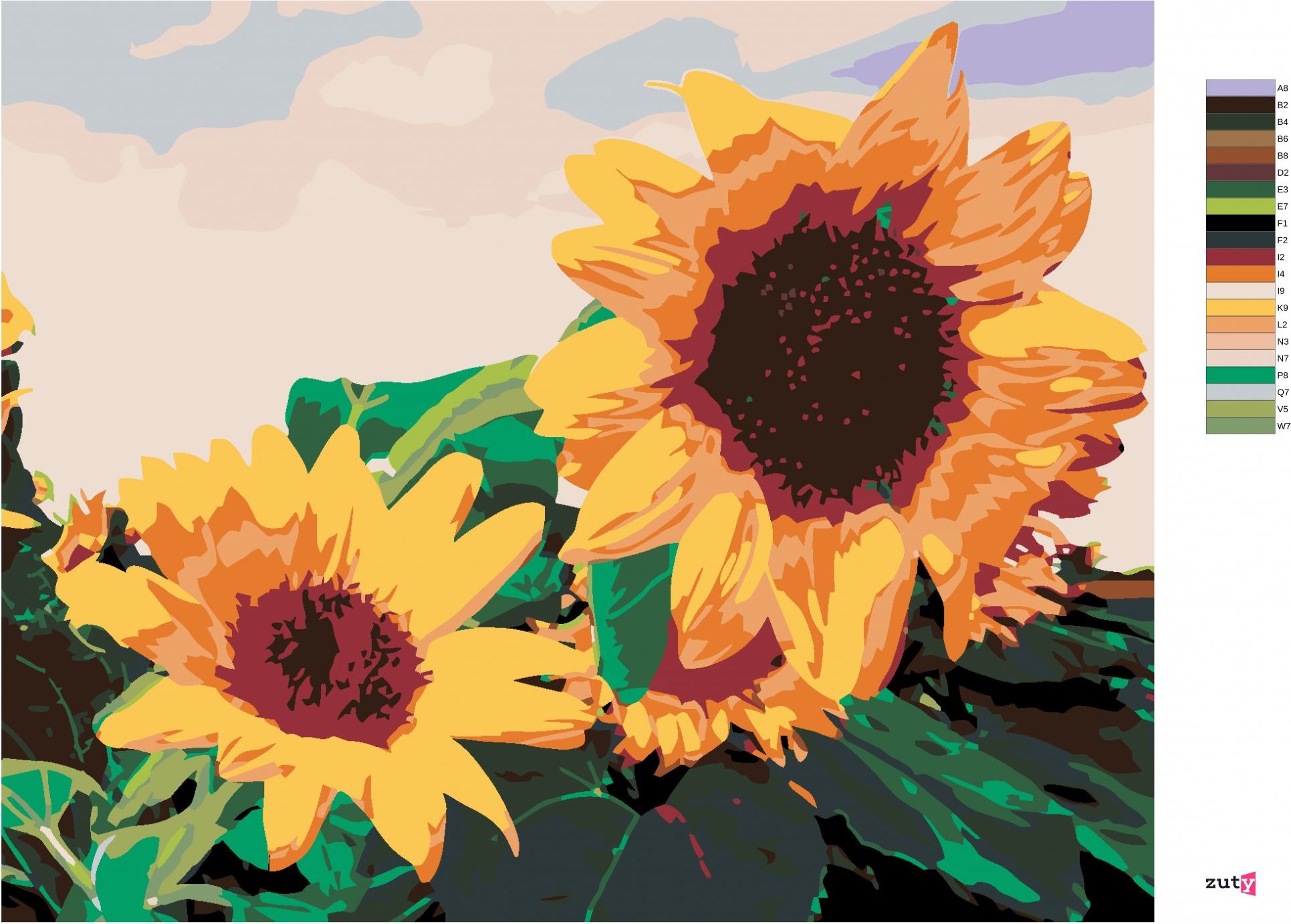 zuty Malování podle čísel - SLUNEČNICE I. - Rozměr: 40x50 cm, Rámování: Varianta: vypnuté plátno na rám - obrázek 8