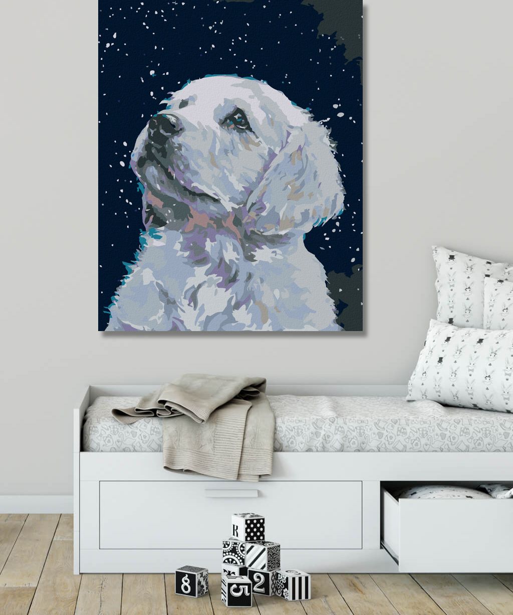 zuty Malování podle čísel - BÍLÉ ŠTĚŇÁTKO - Rozměr: 40x50 cm, Rámování: Varianta: vypnuté plátno na rám - obrázek 8