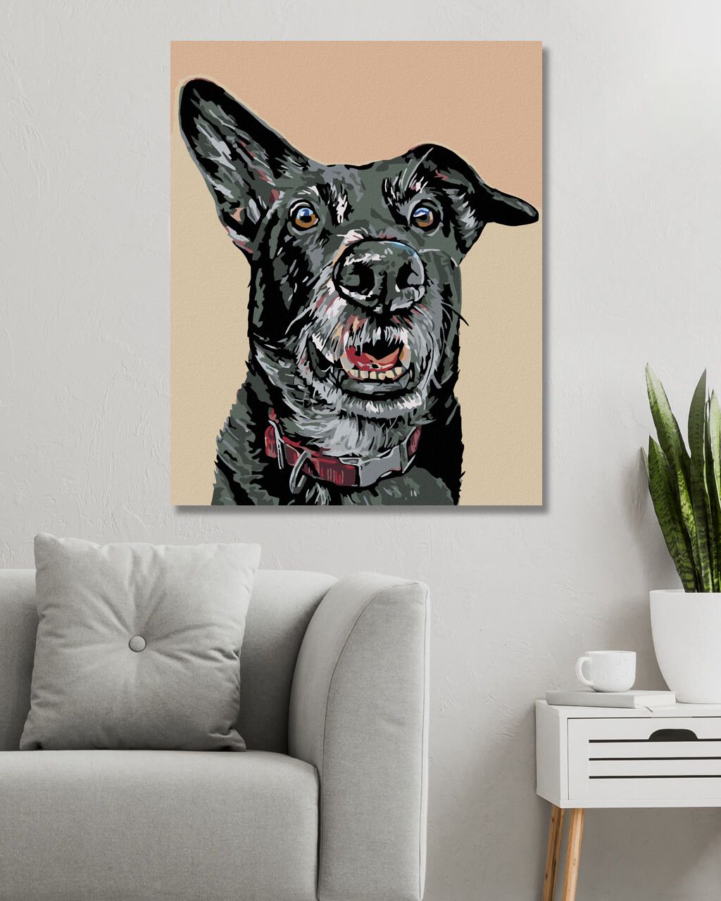 zuty Malování podle čísel - ČERNÝ PES A NASTRAŽENÉ UCHO - Rozměr: 40x50 cm, Rámování: Varianta: bez rámu a bez vypnutí plátna - obrázek 10