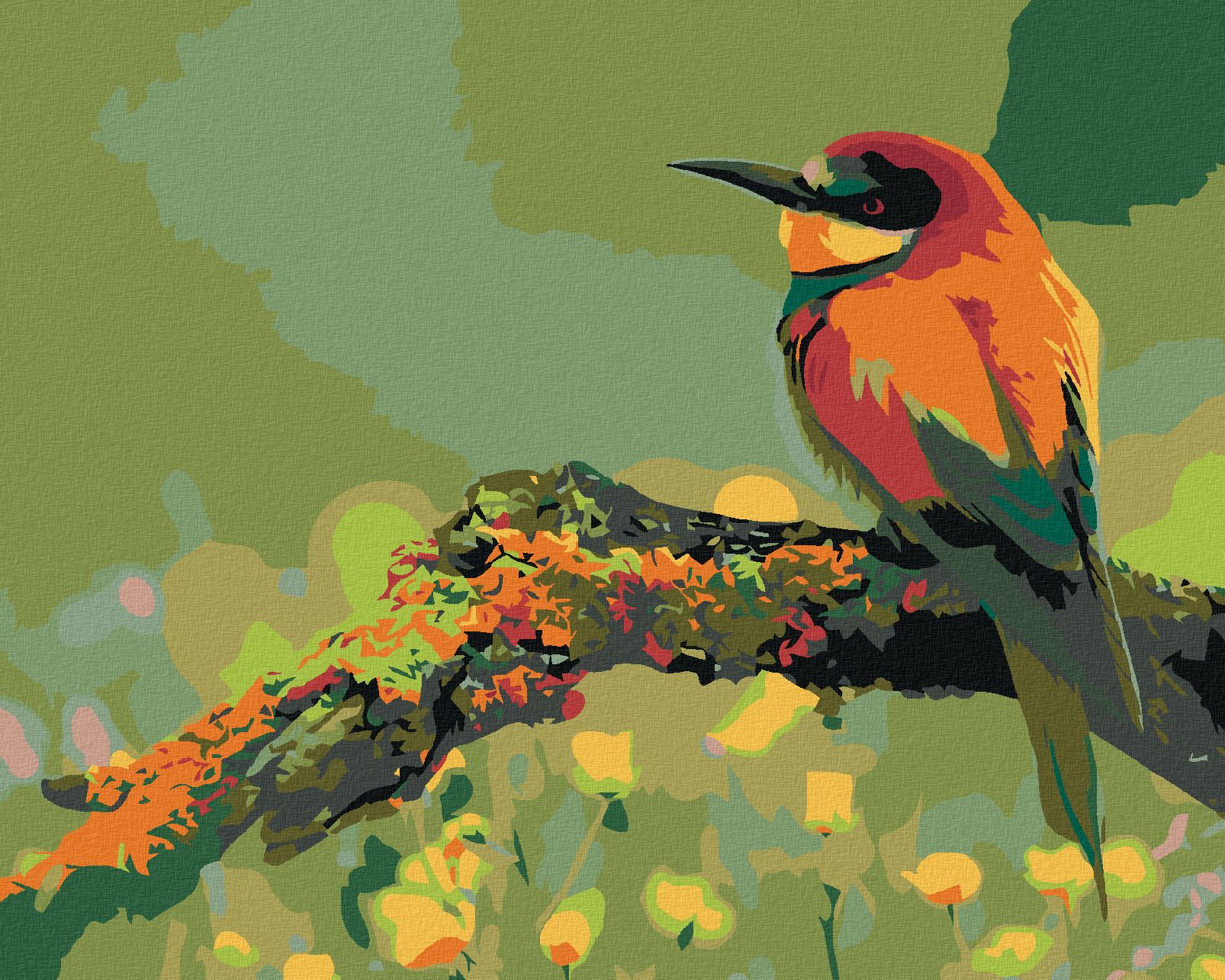 zuty Malování podle čísel - MALÝ BAREVNÝ PTÁČEK SE ŠPIČATÝM ZOBÁKEM - Rozměr: 40x50 cm, Rámování: Varianta: vypnuté plátno na rám - obrázek 1