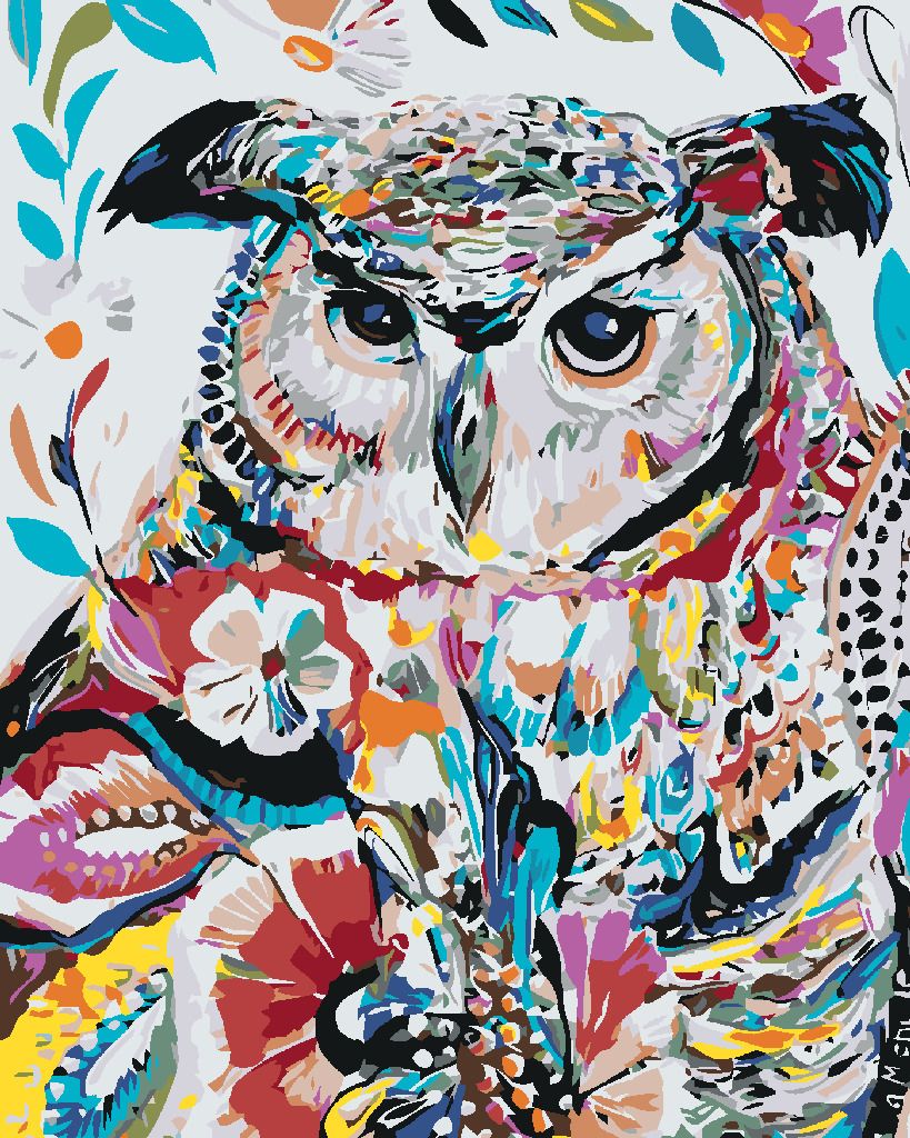 zuty Malování podle čísel - KVĚTINOVÁ SOVA - Rozměr: 40x50 cm, Rámování: Varianta: vypnuté plátno na rám - obrázek 4