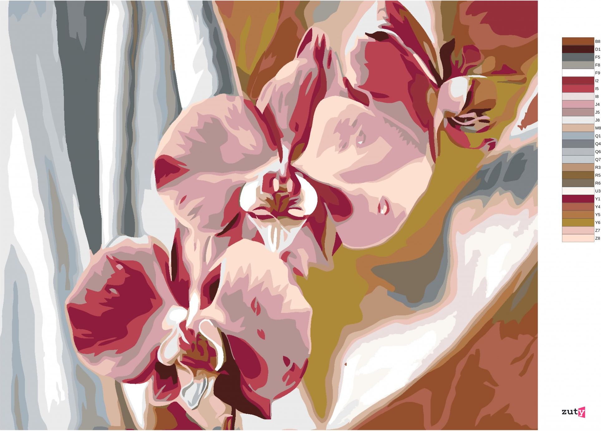 zuty Malování podle čísel - RŮŽOVÁ ORCHIDEJ - Rozměr: 40x50 cm, Rámování: Varianta: bez rámu a bez vypnutí plátna - obrázek 2
