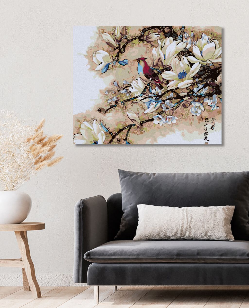zuty Malování podle čísel - PTÁČEK VE VĚTVÍCH - Rozměr: 40x50 cm, Rámování: Varianta: bez rámu a bez vypnutí plátna - obrázek 4