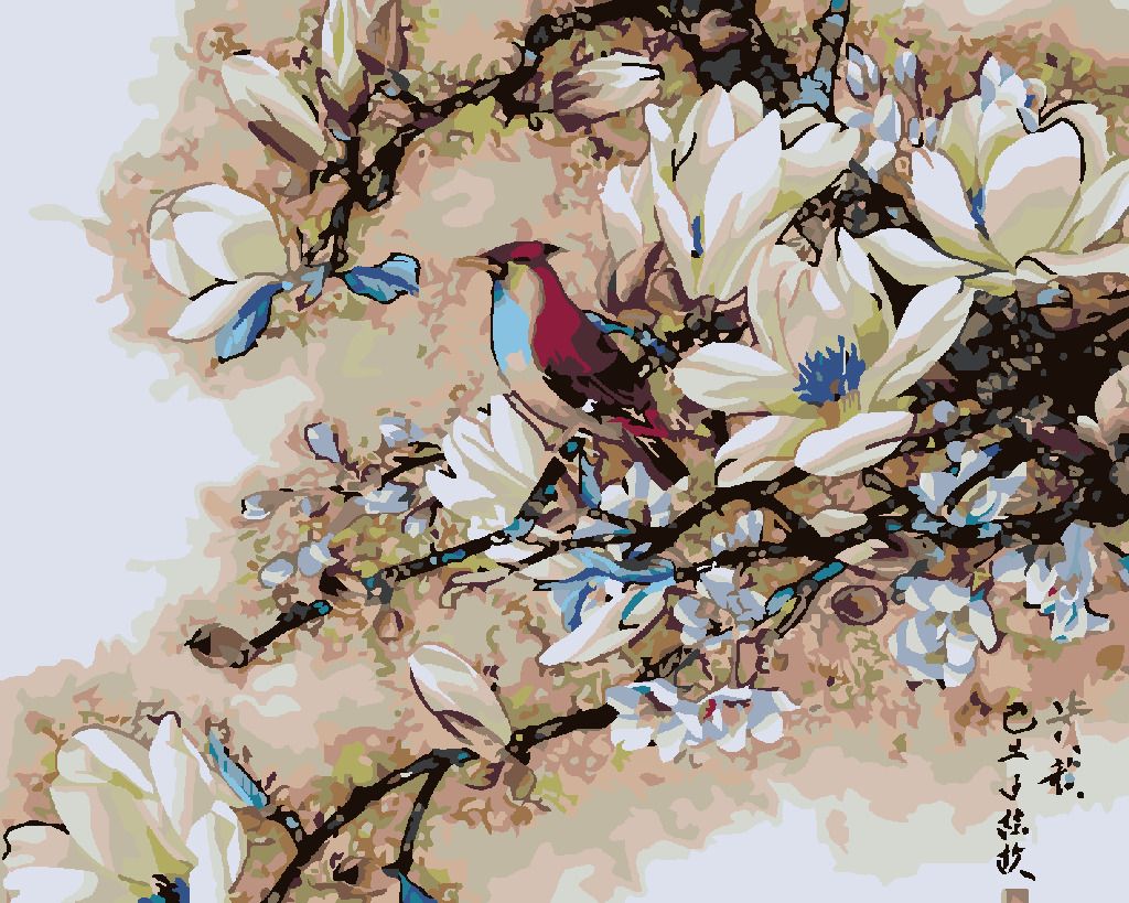zuty Malování podle čísel - PTÁČEK VE VĚTVÍCH - Rozměr: 40x50 cm, Rámování: Varianta: bez rámu a bez vypnutí plátna - obrázek 5