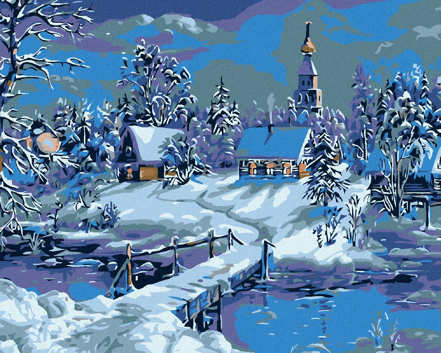 zuty Malování podle čísel - ZAMRZLÁ ŘÍČKA - Rozměr: 40x50 cm, Rámování: Varianta: vypnuté plátno na rám - obrázek 1