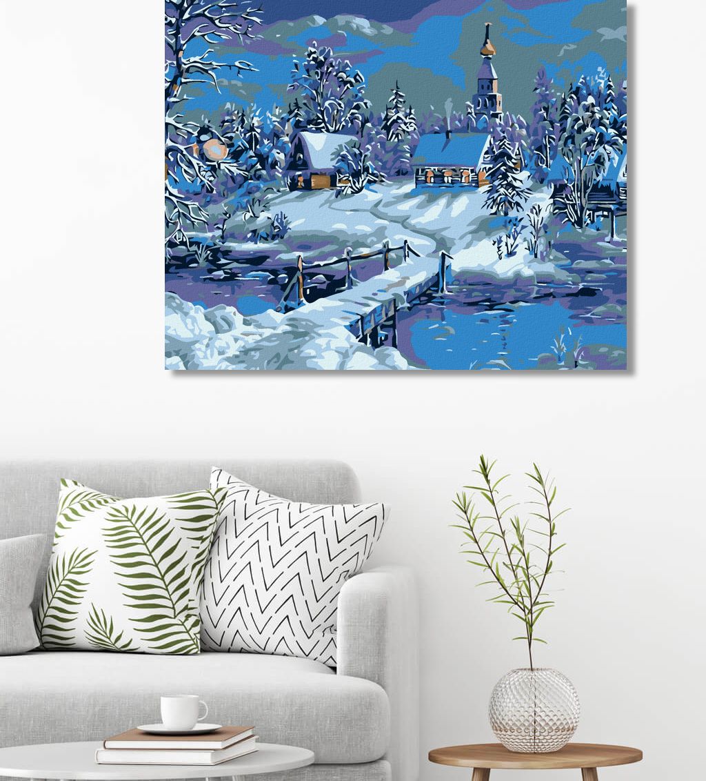 zuty Malování podle čísel - ZAMRZLÁ ŘÍČKA - Rozměr: 40x50 cm, Rámování: Varianta: vypnuté plátno na rám - obrázek 2