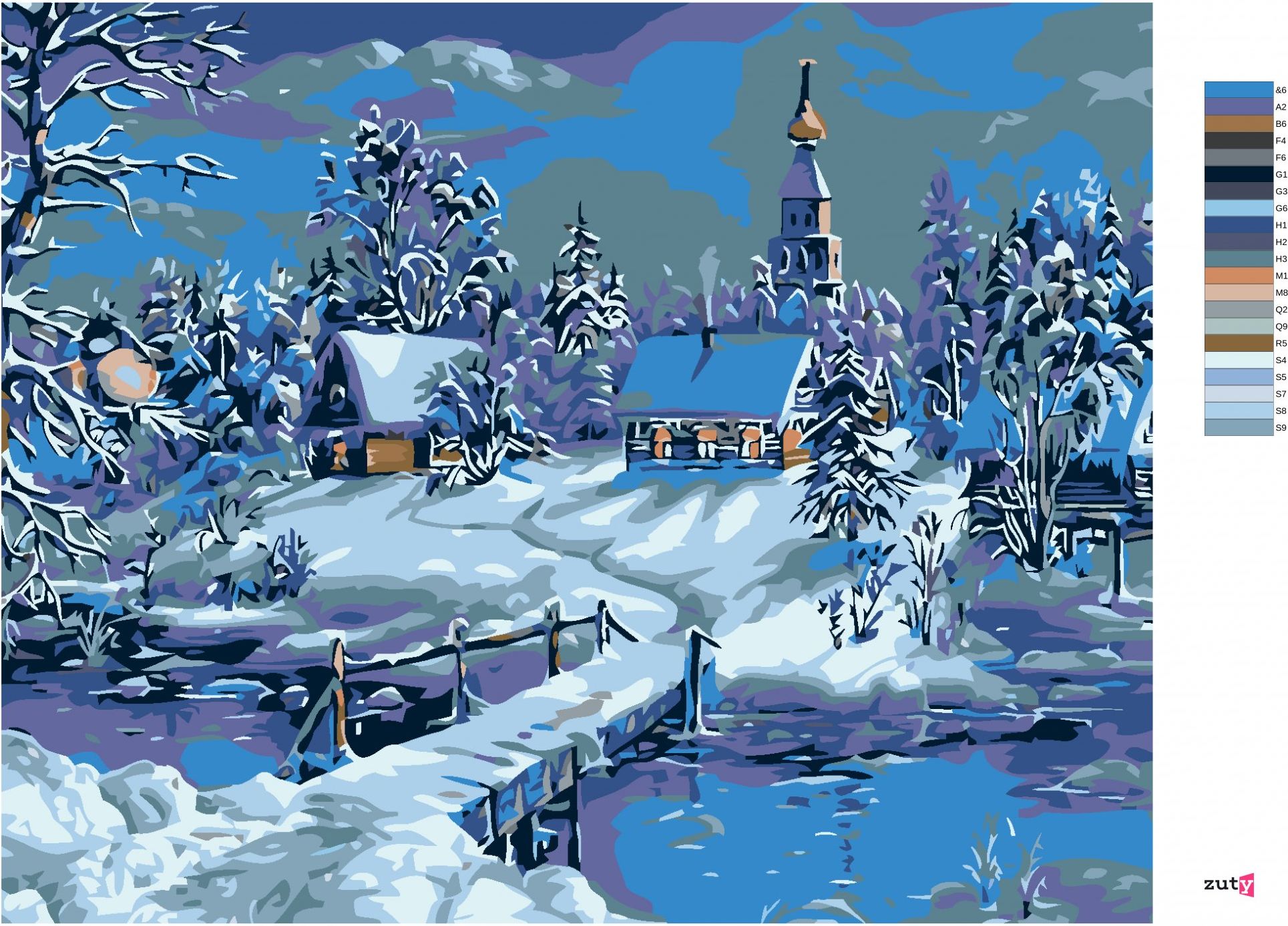 zuty Malování podle čísel - ZAMRZLÁ ŘÍČKA - Rozměr: 40x50 cm, Rámování: Varianta: vypnuté plátno na rám - obrázek 9