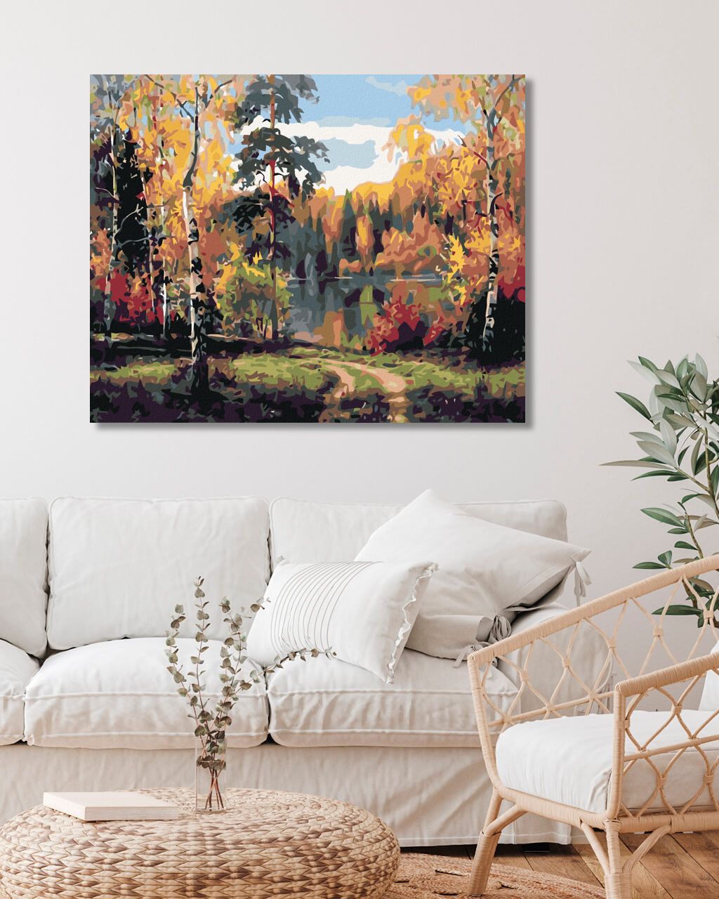 zuty Malování podle čísel - PODZIMNÍ JEZERO - Rozměr: 40x50 cm, Rámování: Varianta: vypnuté plátno na rám - obrázek 6