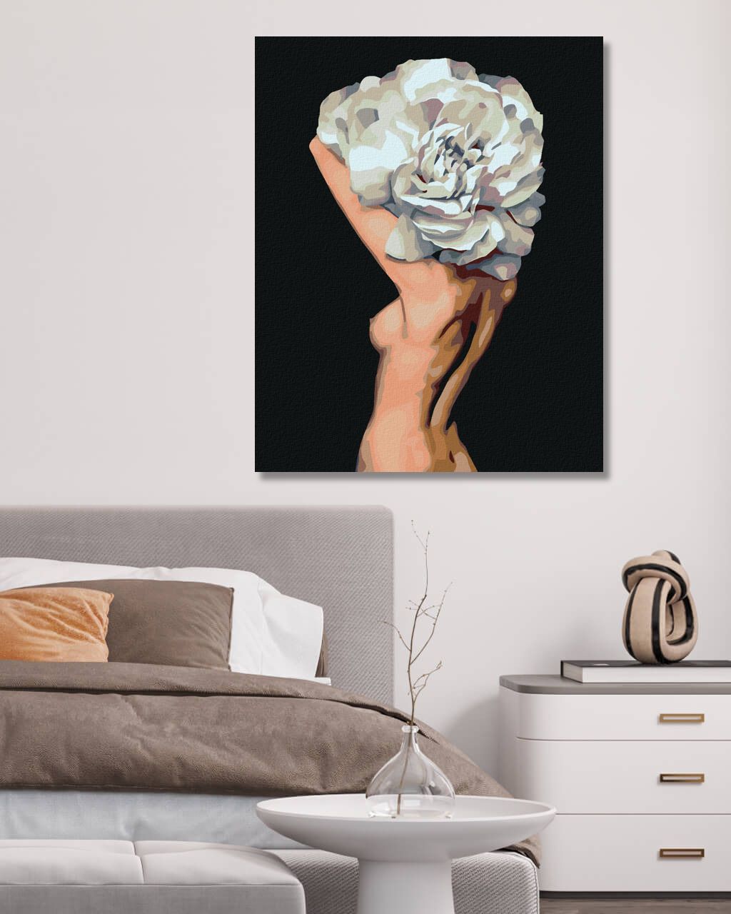 zuty Malování podle čísel - NAHÁ ŽENA ZA VELKÝM KVĚTEM - Rozměr: 40x50 cm, Rámování: Varianta: bez rámu a bez vypnutí plátna - obrázek 6