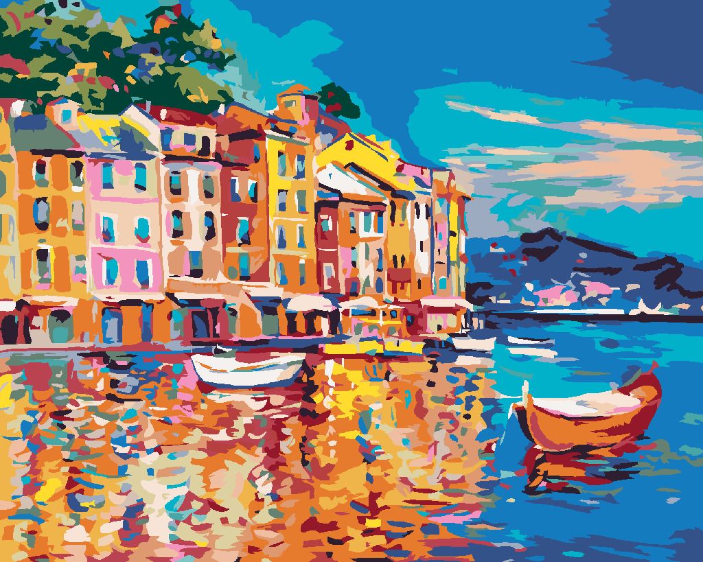 zuty Malování podle čísel - LODĚ NA MOŘI U PŘÍSTAVU - Rozměr: 40x50 cm, Rámování: Varianta: bez rámu a bez vypnutí plátna - obrázek 6