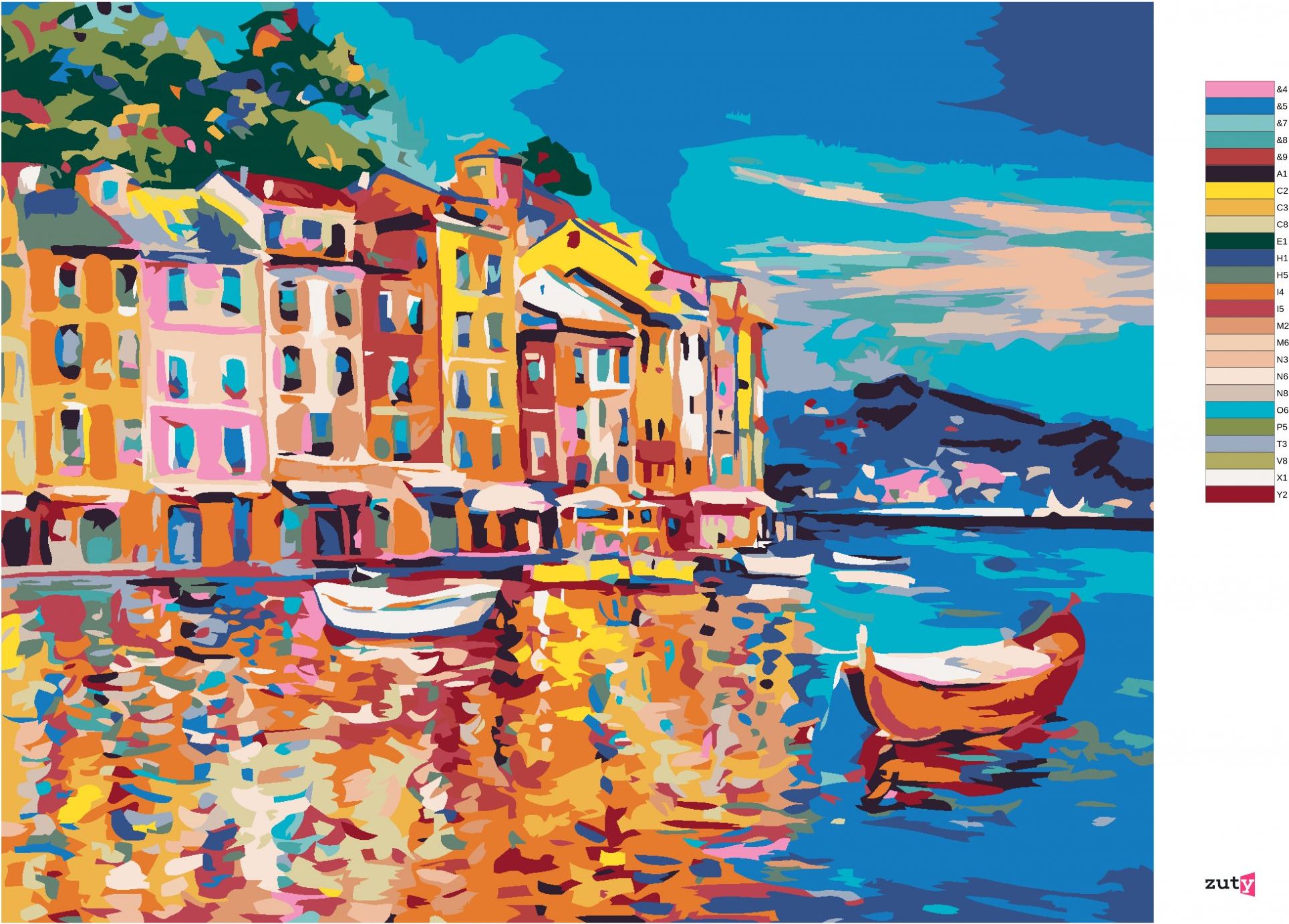 zuty Malování podle čísel - LODĚ NA MOŘI U PŘÍSTAVU - Rozměr: 40x50 cm, Rámování: Varianta: bez rámu a bez vypnutí plátna - obrázek 9