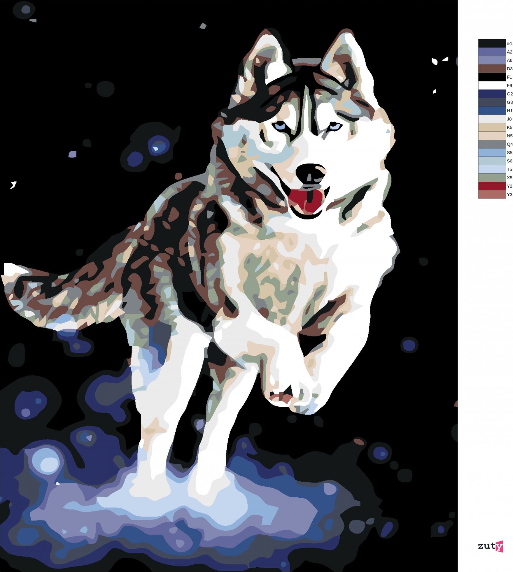 zuty Malování podle čísel - HUSKY - Rozměr: 40x50 cm, Rámování: Varianta: bez rámu a bez vypnutí plátna - obrázek 4