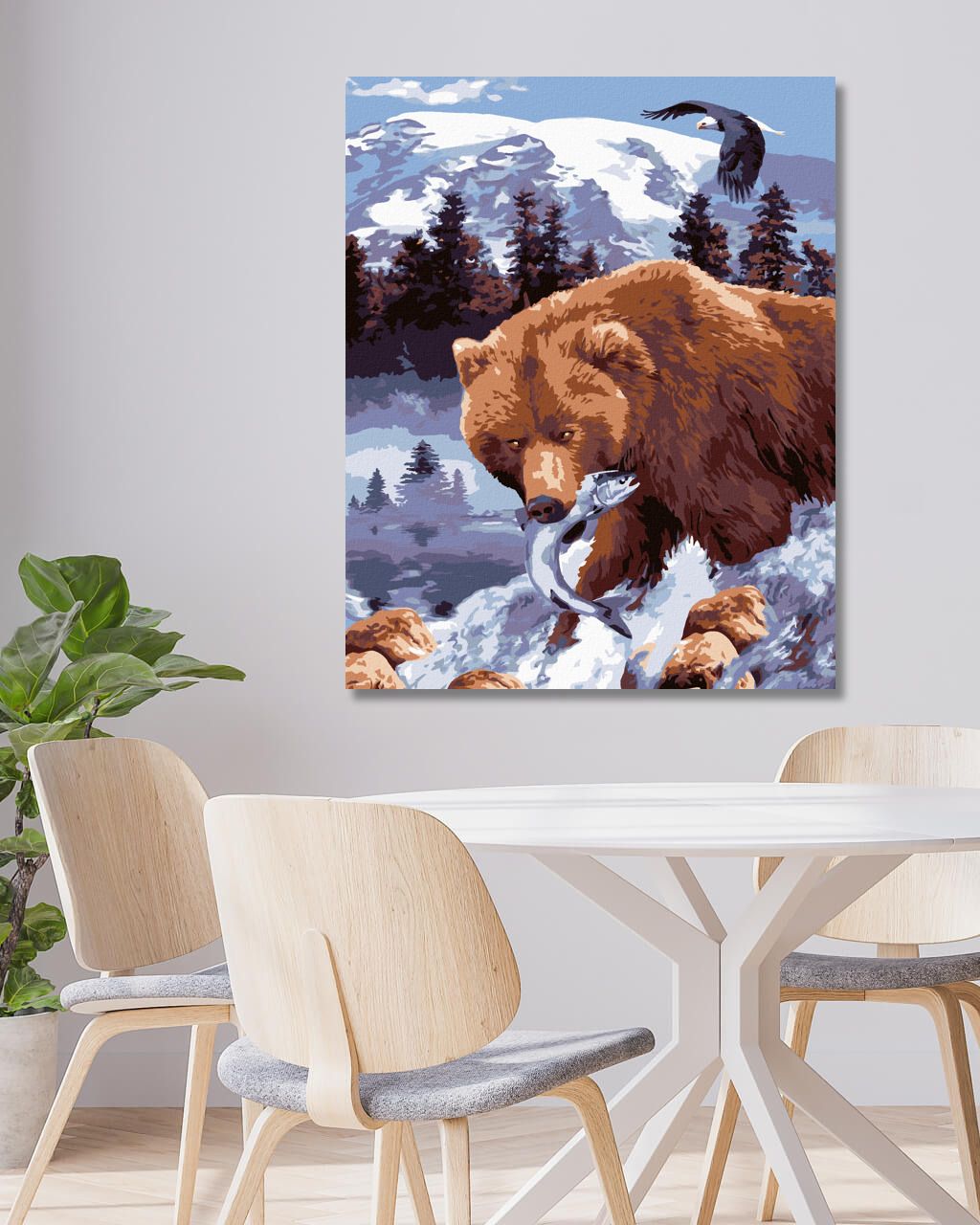 zuty Malování podle čísel - MEDVĚD GRIZZLY S RYBOU (HOWARD ROBINSON) - Rozměr: 40x50 cm, Rámování: Varianta: vypnuté plátno na rám - obrázek 6
