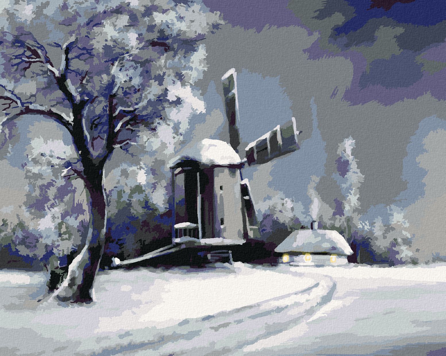 zuty Malování podle čísel - VENKOVSKÁ ZIMNÍ KRAJINA - Rozměr: 40x50 cm, Rámování: Varianta: vypnuté plátno na rám - obrázek 1