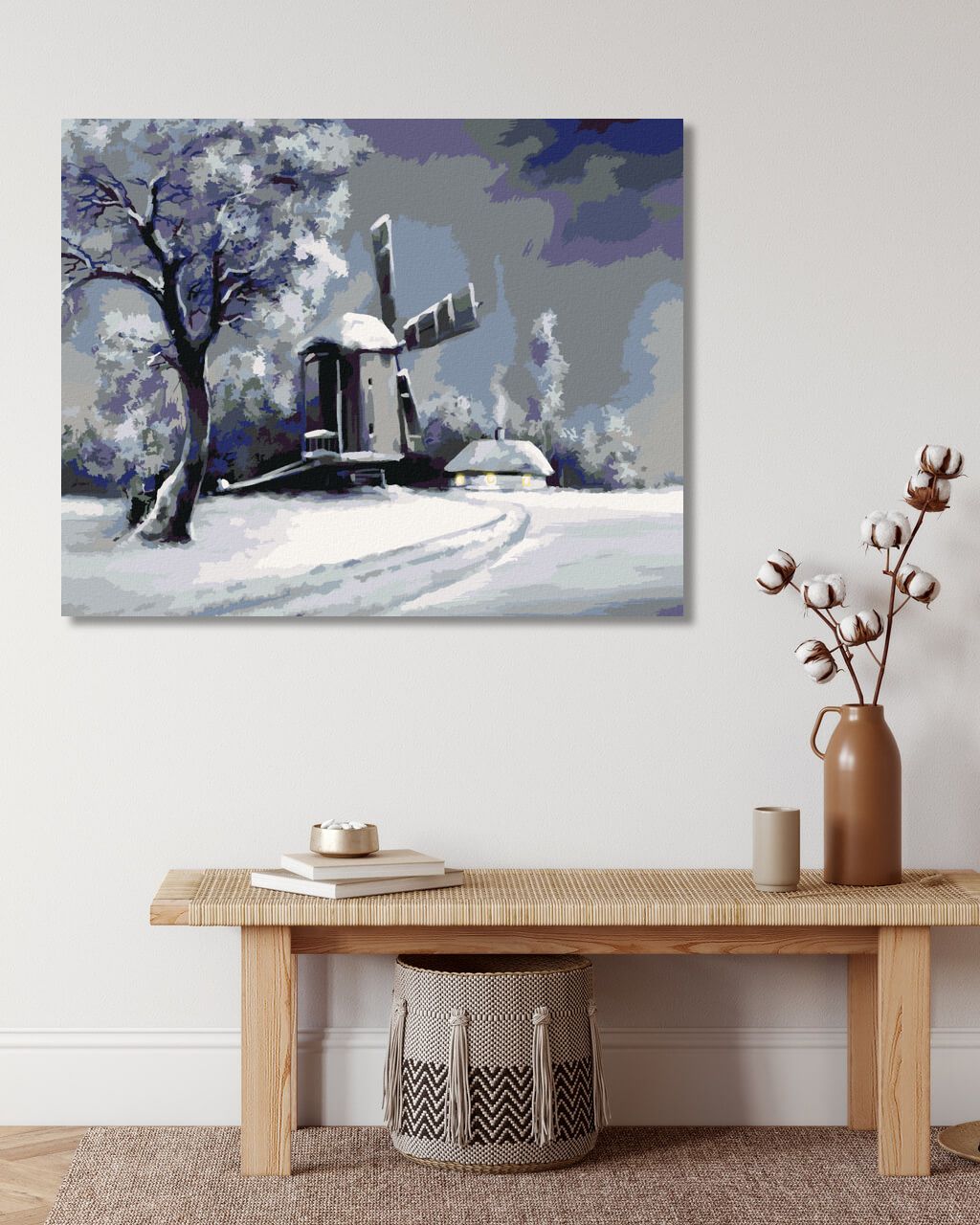 zuty Malování podle čísel - VENKOVSKÁ ZIMNÍ KRAJINA - Rozměr: 40x50 cm, Rámování: Varianta: vypnuté plátno na rám - obrázek 3