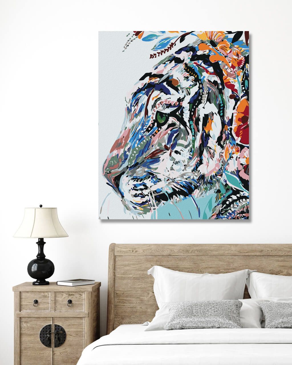 zuty Malování podle čísel - BÍLÝ TYGR S KVĚTY - Rozměr: 40x50 cm, Rámování: Varianta: vypnuté plátno na rám - obrázek 10