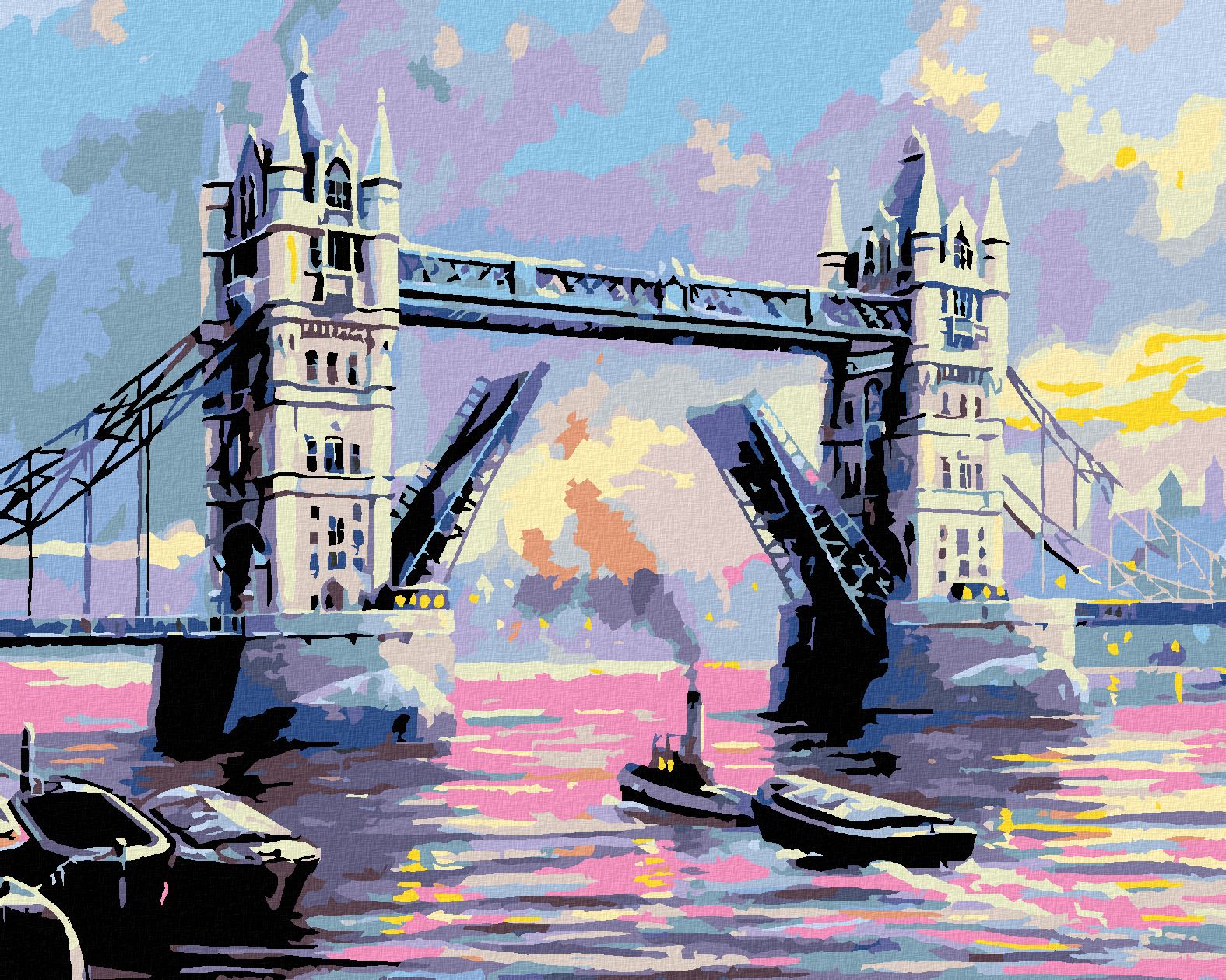 zuty Malování podle čísel - TOWER BRIDGE LONDÝN - Rozměr: 40x50 cm, Rámování: Varianta: vypnuté plátno na rám - obrázek 1