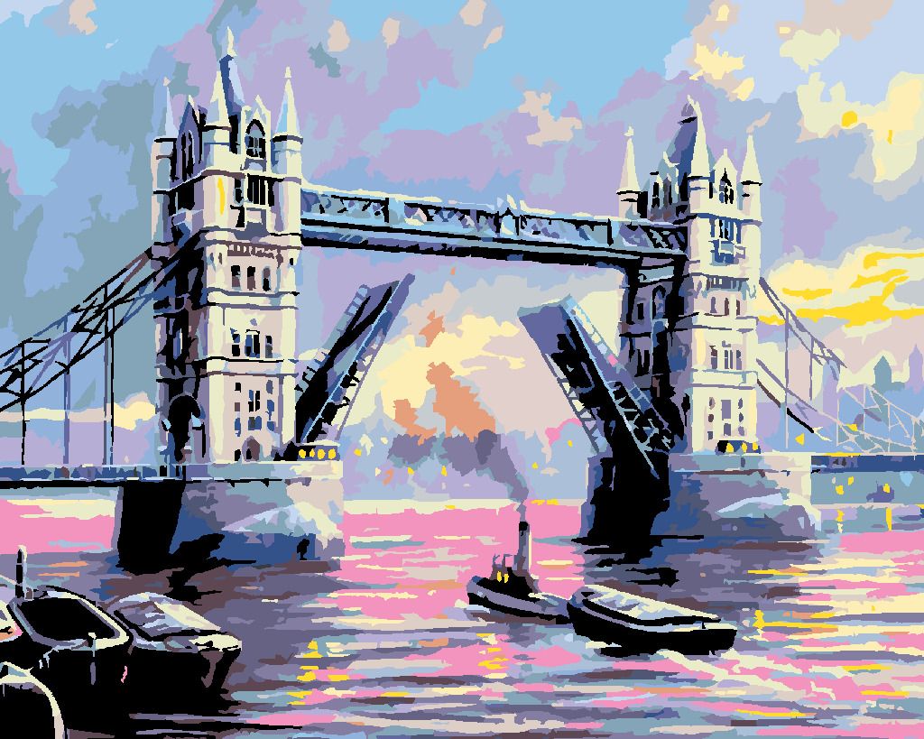 zuty Malování podle čísel - TOWER BRIDGE LONDÝN - Rozměr: 40x50 cm, Rámování: Varianta: vypnuté plátno na rám - obrázek 2