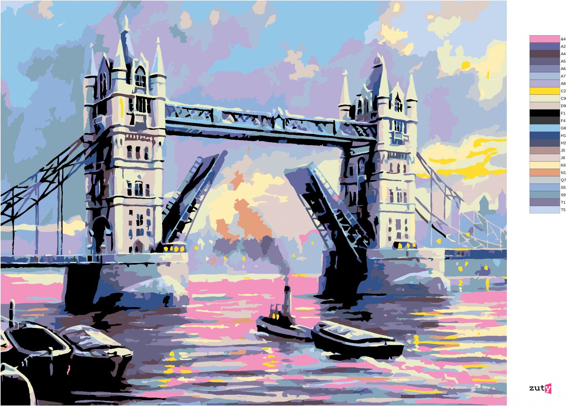 zuty Malování podle čísel - TOWER BRIDGE LONDÝN - Rozměr: 40x50 cm, Rámování: Varianta: vypnuté plátno na rám - obrázek 8