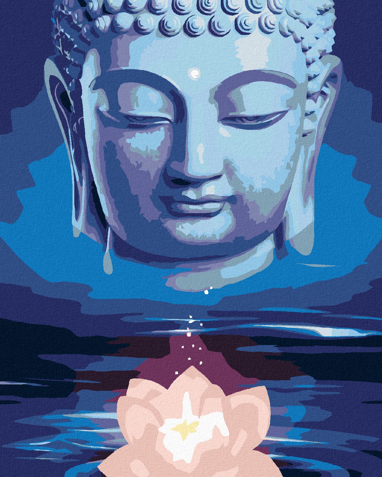 zuty Malování podle čísel - MODRÝ BUDDHA S LOTOSEM - Rozměr: 40x50 cm, Rámování: Varianta: vypnuté plátno na rám - obrázek 1