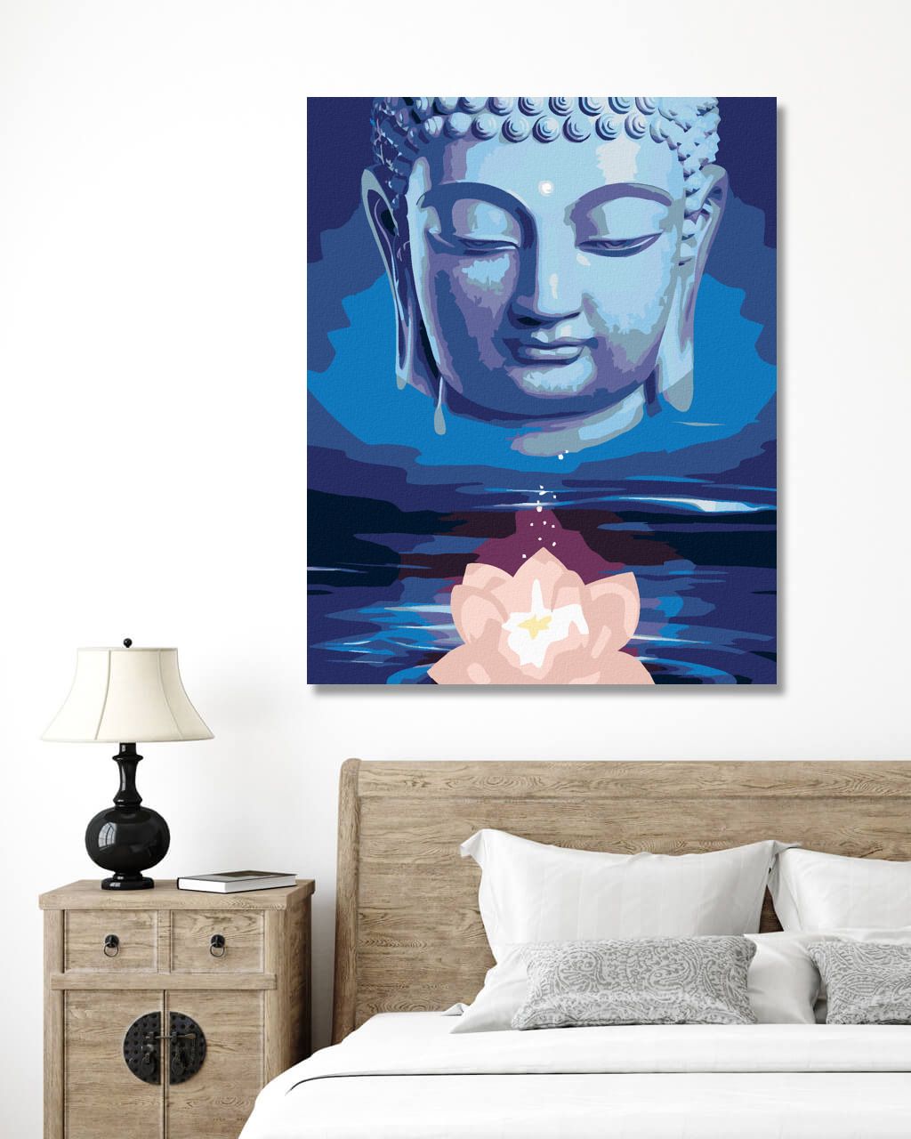 zuty Malování podle čísel - MODRÝ BUDDHA S LOTOSEM - Rozměr: 40x50 cm, Rámování: Varianta: vypnuté plátno na rám - obrázek 8