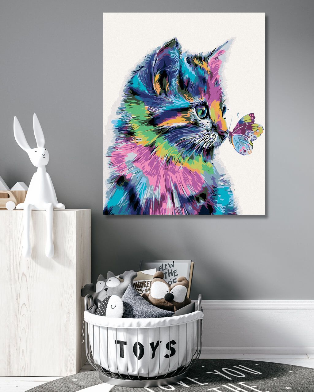 zuty Malování podle čísel - KOČIČKA S MOTÝLKEM - Rozměr: 40x50 cm, Rámování: Varianta: bez rámu a bez vypnutí plátna - obrázek 4