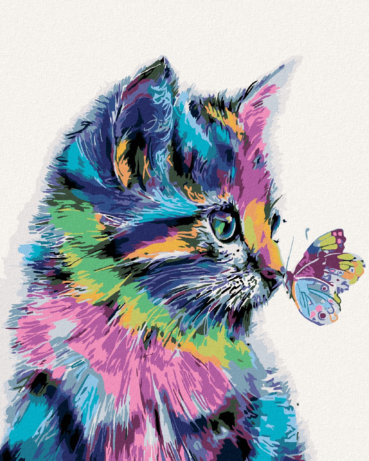 zuty Malování podle čísel - KOČIČKA S MOTÝLKEM - Rozměr: 40x50 cm, Rámování: Varianta: vypnuté plátno na rám - obrázek 1