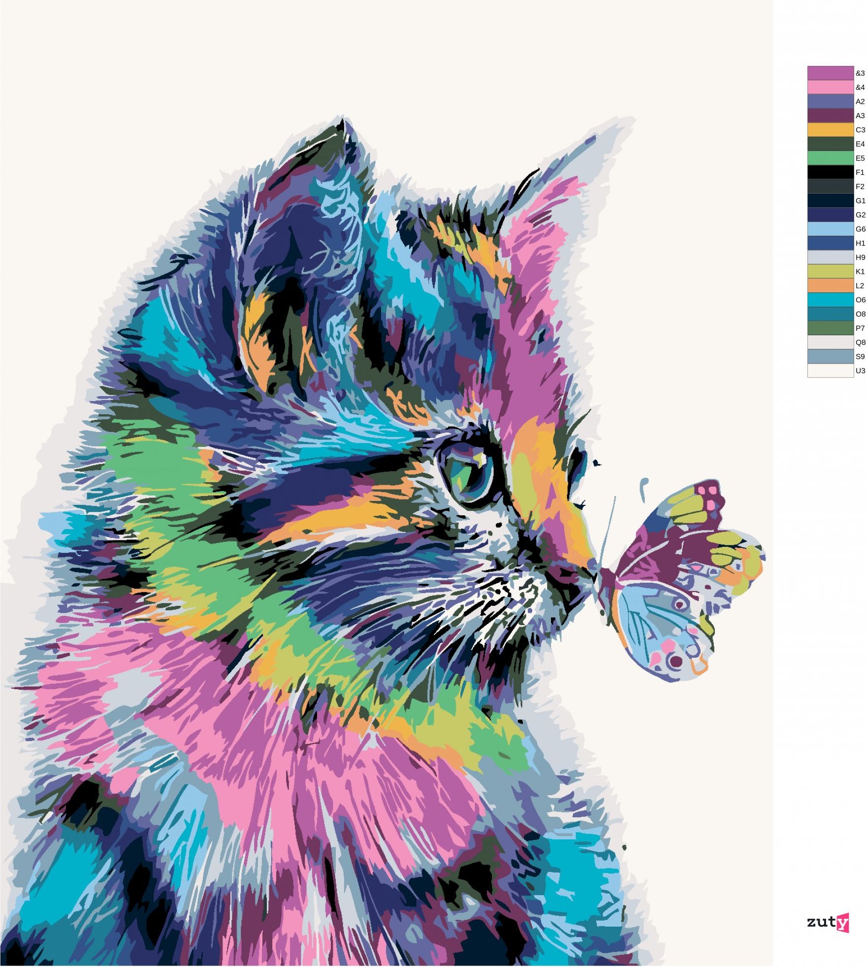 zuty Malování podle čísel - KOČIČKA S MOTÝLKEM - Rozměr: 40x50 cm, Rámování: Varianta: vypnuté plátno na rám - obrázek 8
