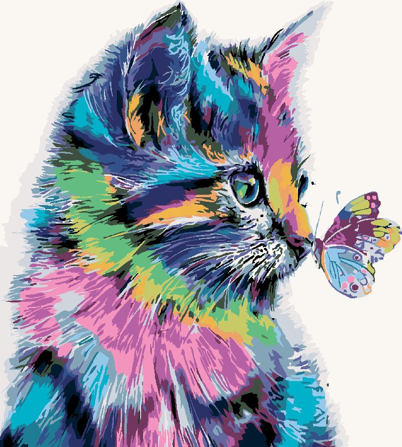zuty Malování podle čísel - KOČIČKA S MOTÝLKEM - Rozměr: 40x50 cm, Rámování: Varianta: vypnuté plátno na rám - obrázek 9