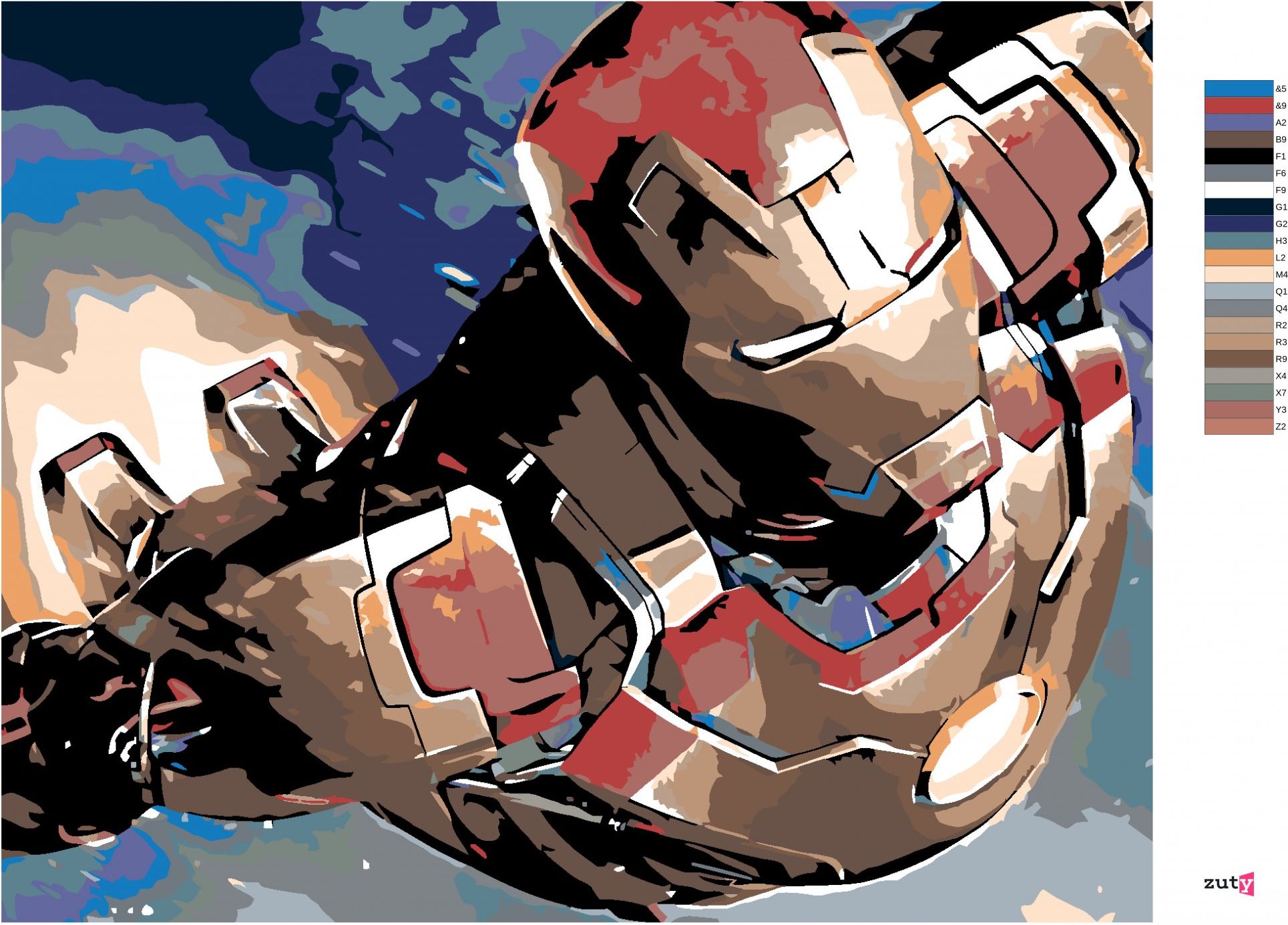 zuty Malování podle čísel - IRON MAN - Rozměr: 40x50 cm, Rámování: Varianta: vypnuté plátno na rám - obrázek 3