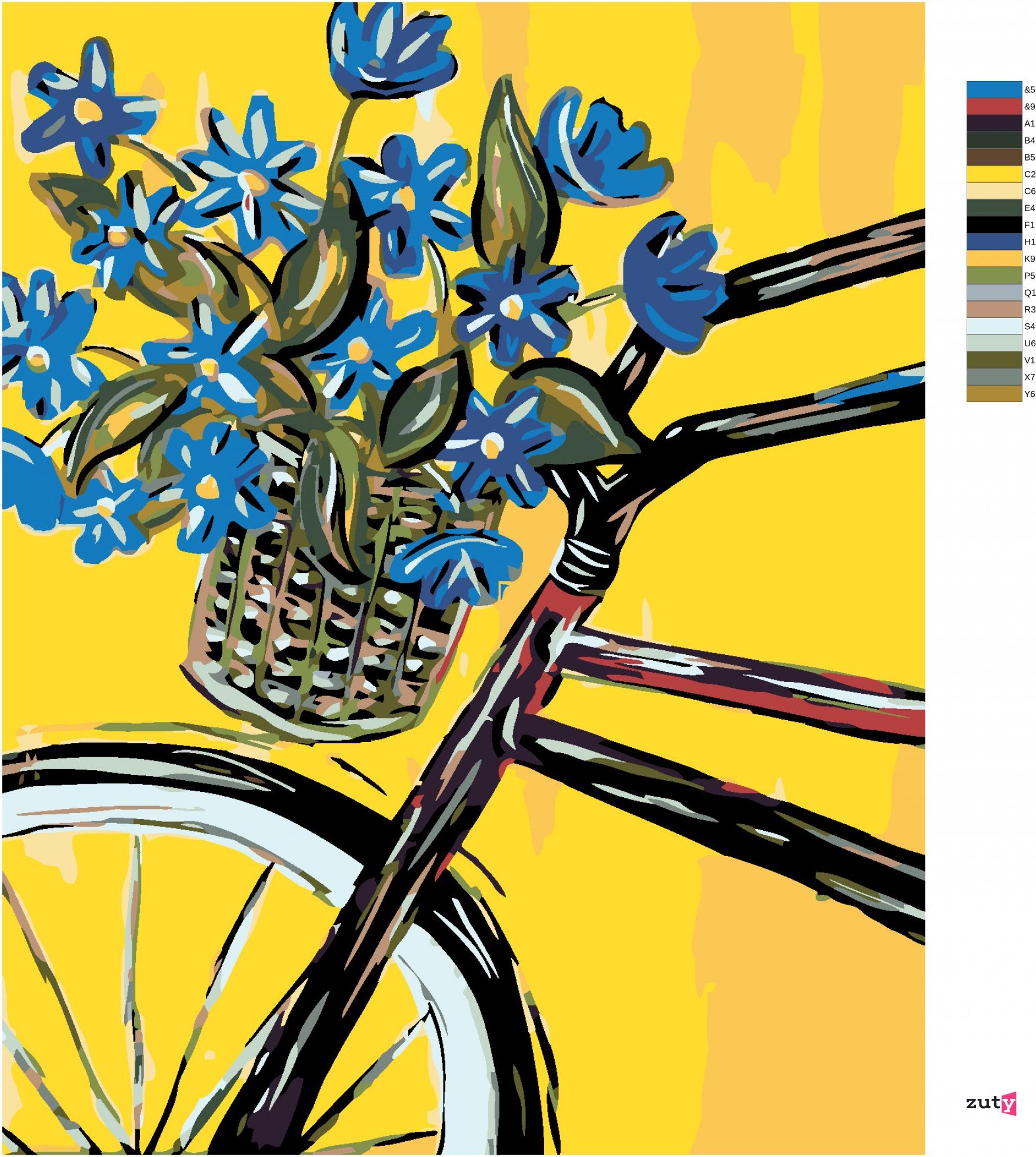zuty Malování podle čísel - MODRÉ KVĚTY NA KOLE - Rozměr: 40x50 cm, Rámování: Varianta: vypnuté plátno na rám - obrázek 9