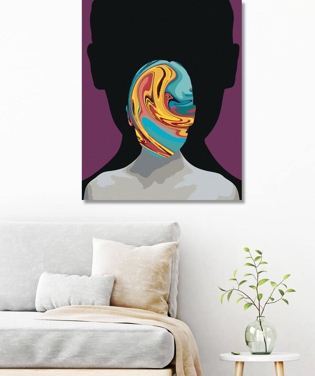 zuty Malování podle čísel - ABSTRAKTNÍ DUHOVÝ OBLIČEJ - Rozměr: 40x50 cm, Rámování: Varianta: bez rámu a bez vypnutí plátna - obrázek 6
