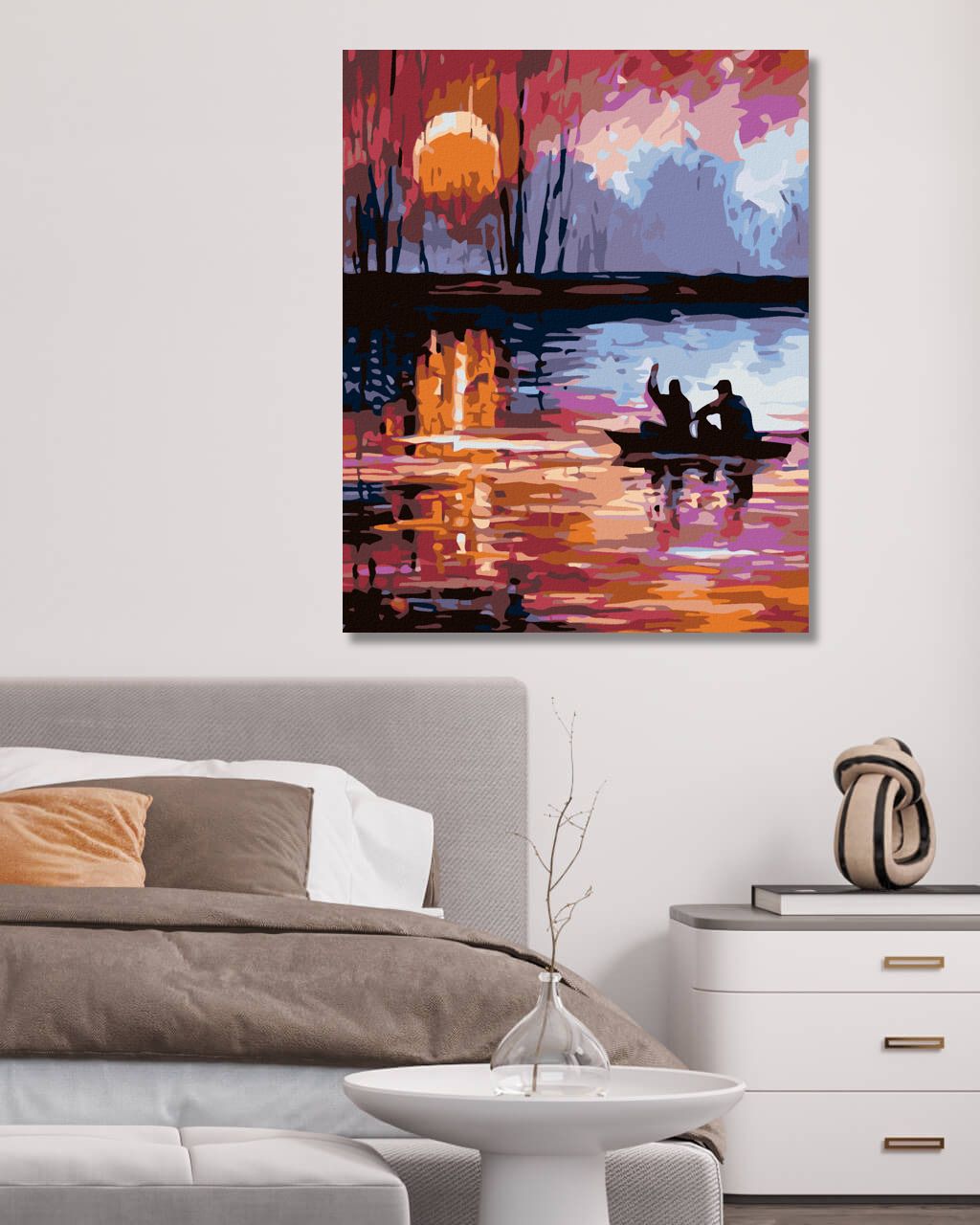 zuty Malování podle čísel - ZÁPAD SLUNCE NA JEZEŘE - Rozměr: 40x50 cm, Rámování: Varianta: vypnuté plátno na rám - obrázek 4