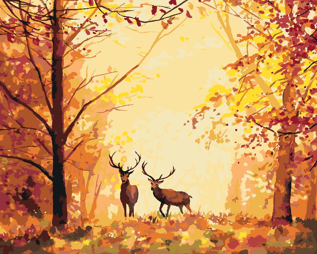 zuty Malování podle čísel - JELENI V LESE - Rozměr: 40x50 cm, Rámování: Varianta: bez rámu a bez vypnutí plátna - obrázek 5
