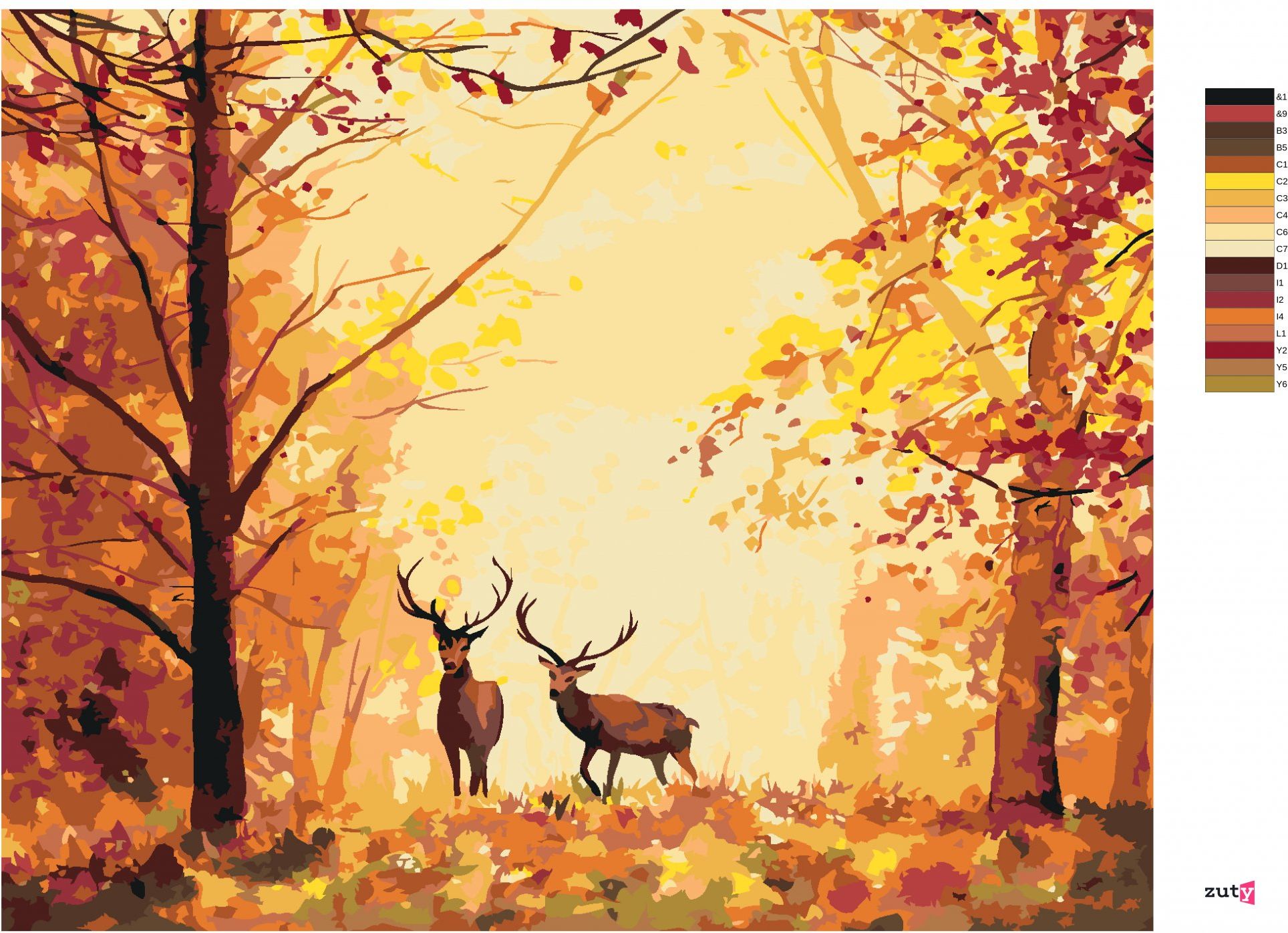 zuty Malování podle čísel - JELENI V LESE - Rozměr: 40x50 cm, Rámování: Varianta: bez rámu a bez vypnutí plátna - obrázek 10