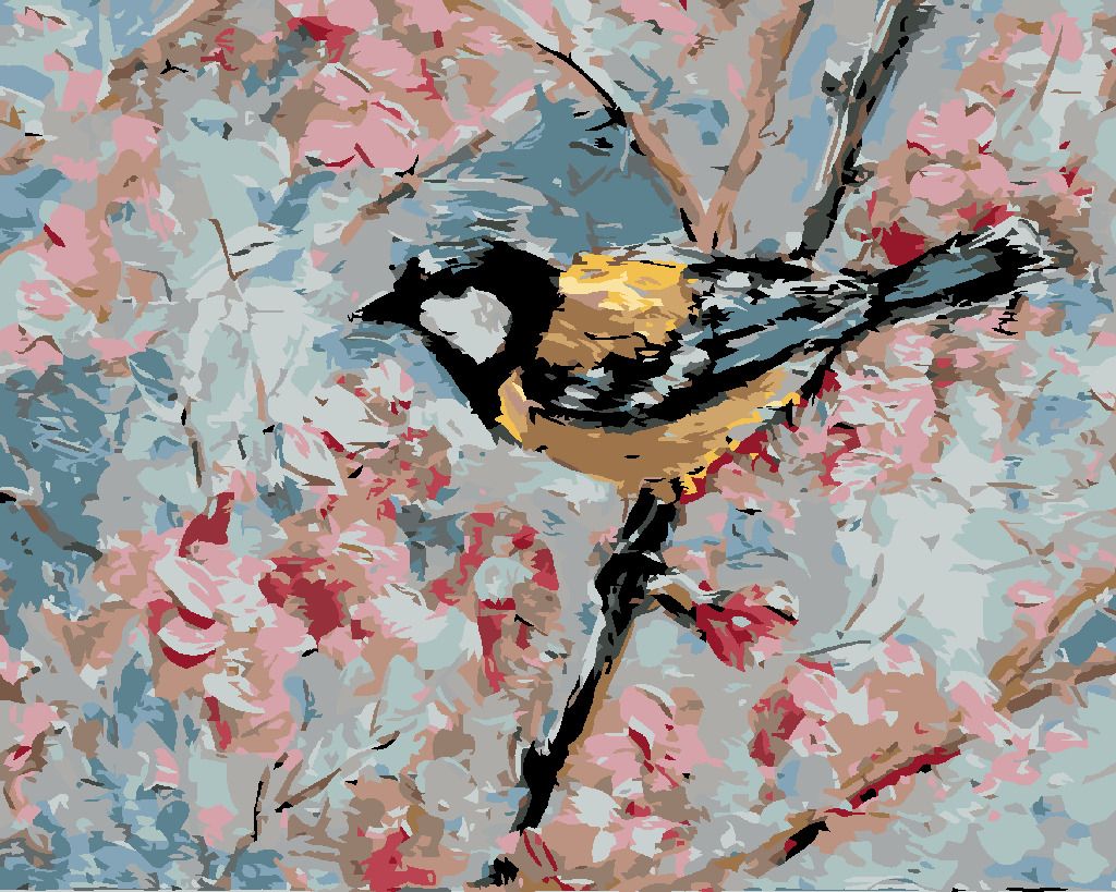zuty Malování podle čísel - PTÁČEK A RŮŽOVÉ KVĚTINY - Rozměr: 40x50 cm, Rámování: Varianta: vypnuté plátno na rám - obrázek 4