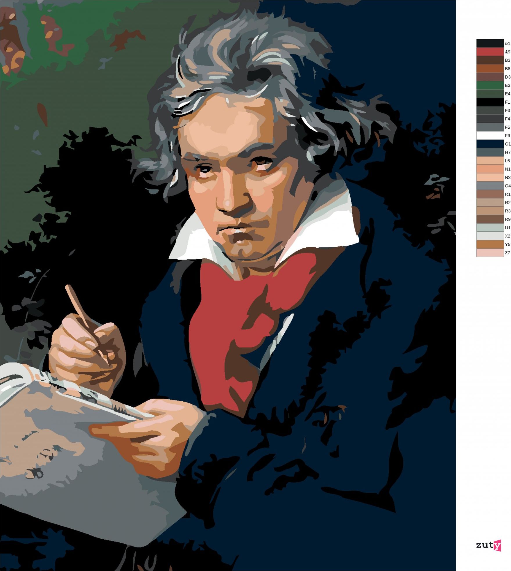 zuty Malování podle čísel - LUDWIG VAN BEETHOVEN - Rozměr: 40x50 cm, Rámování: Varianta: vypnuté plátno na rám - obrázek 7